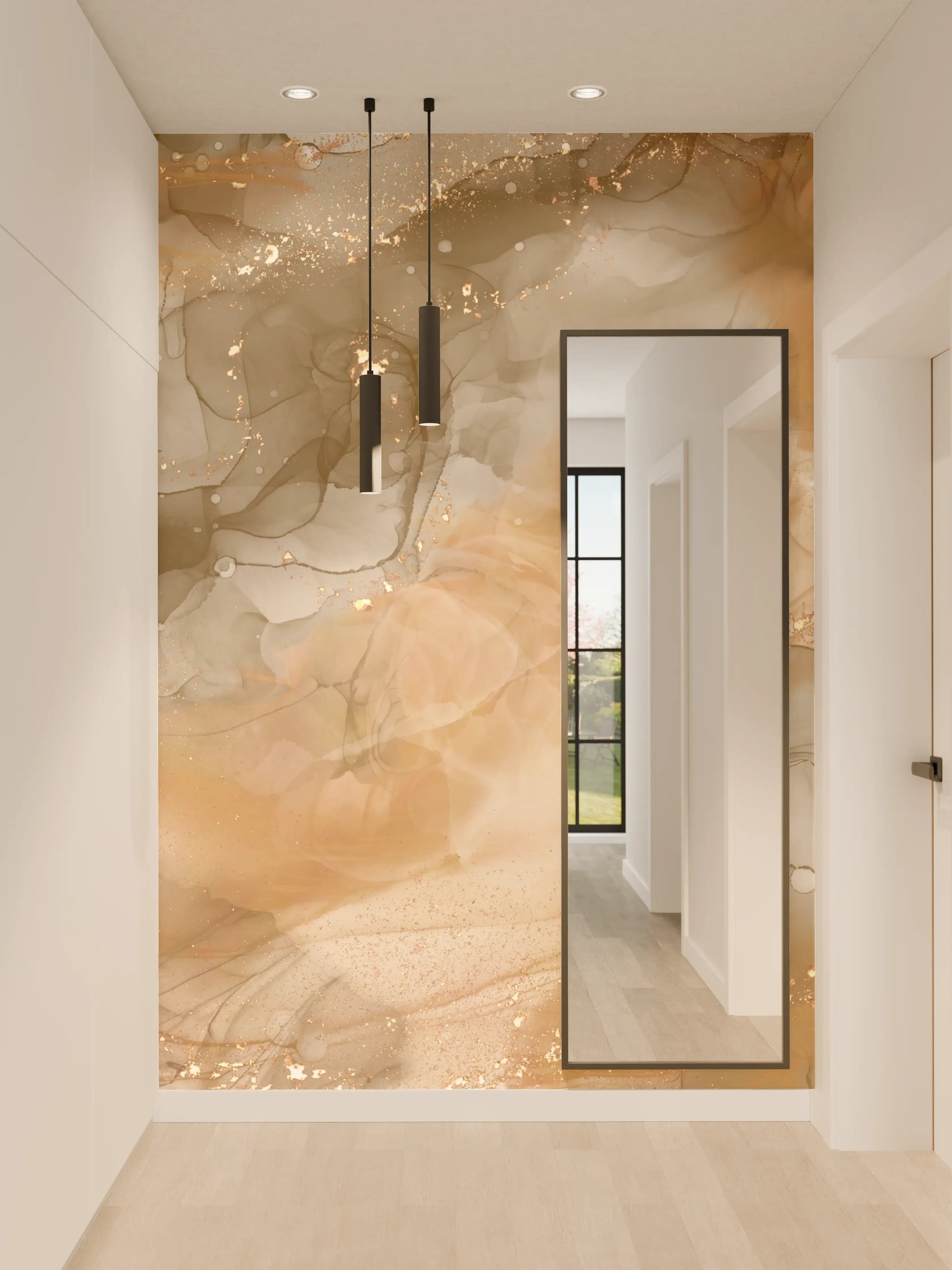 Wandverkleidung Flur - Elegantes, neutrales Kunstwerk in warmen Tönen