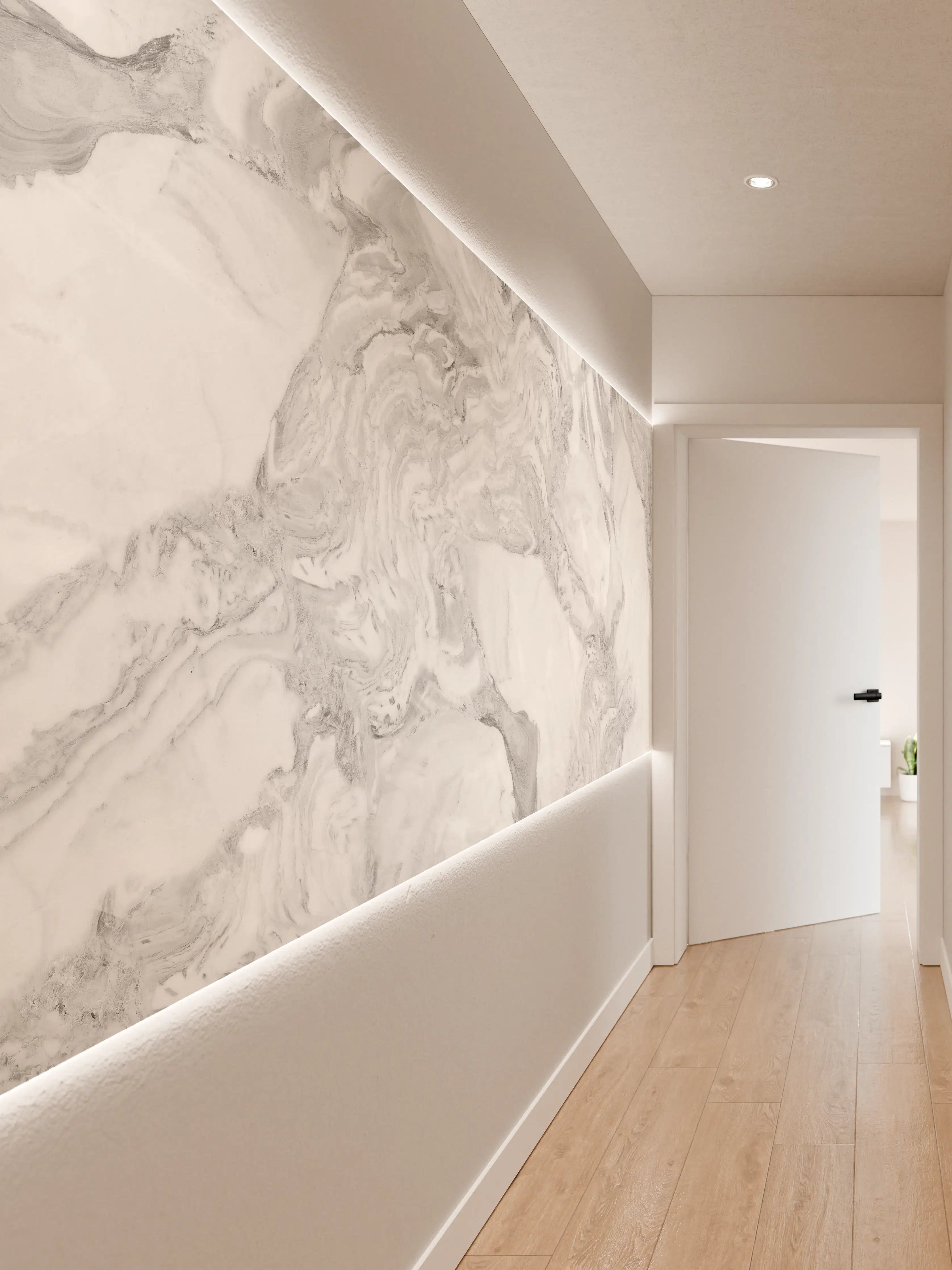 Wandverkleidung Flur - Elfenbein italienischer Marmor