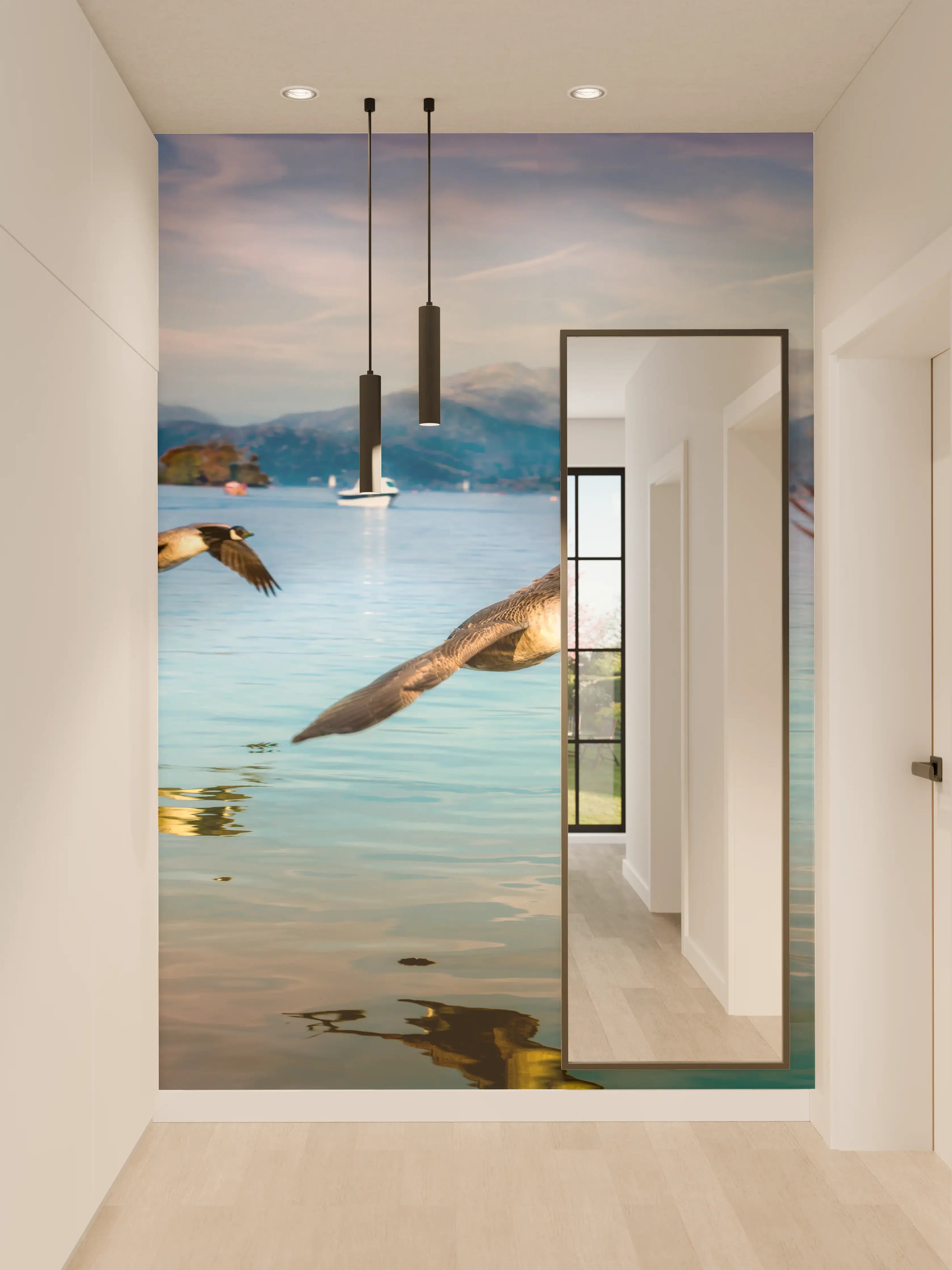 Wandverkleidung Flur - Entenschwarm am Lake Windermere