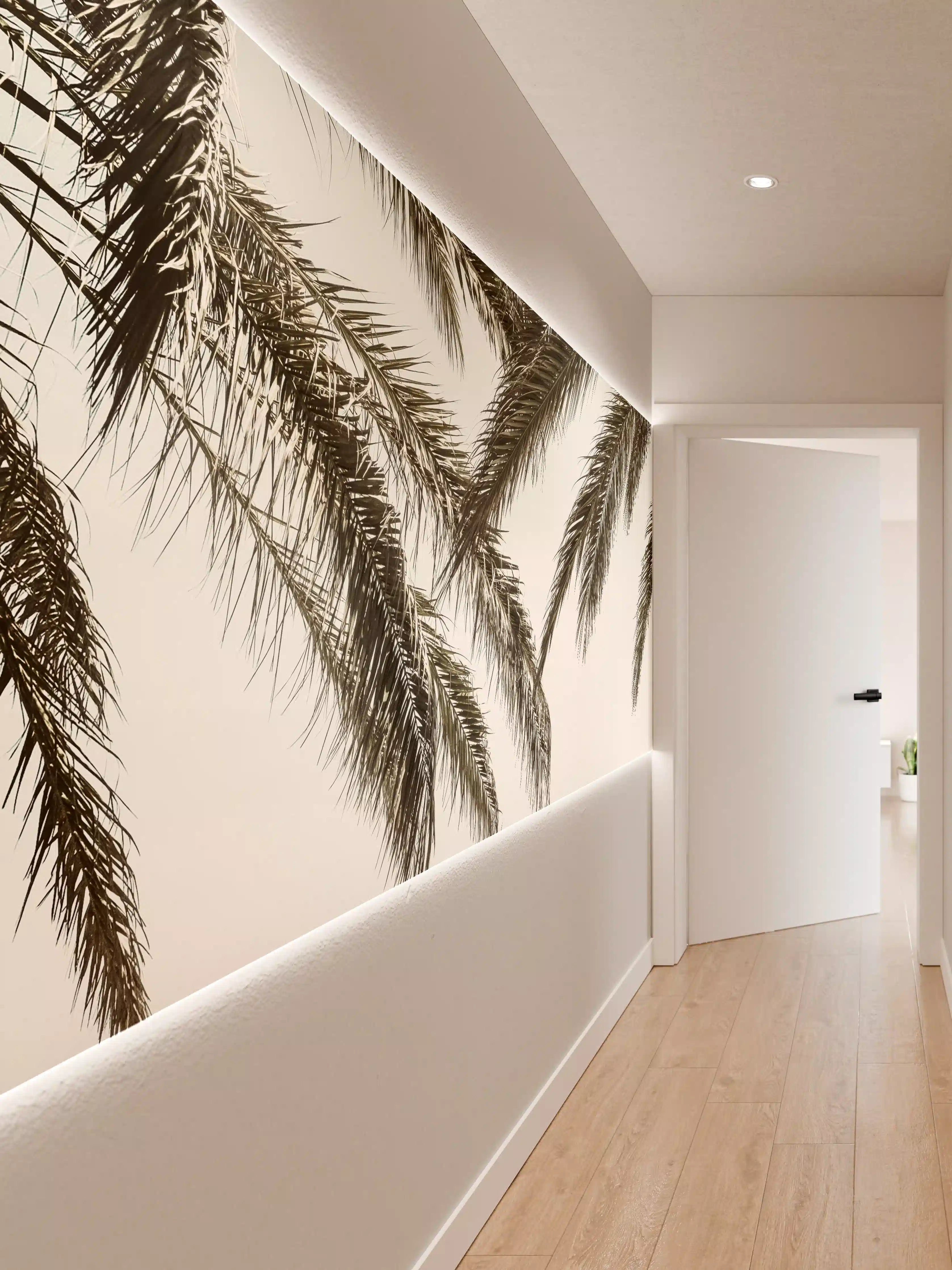 Wandverkleidung Flur - Entspannender Strand mit Palmen