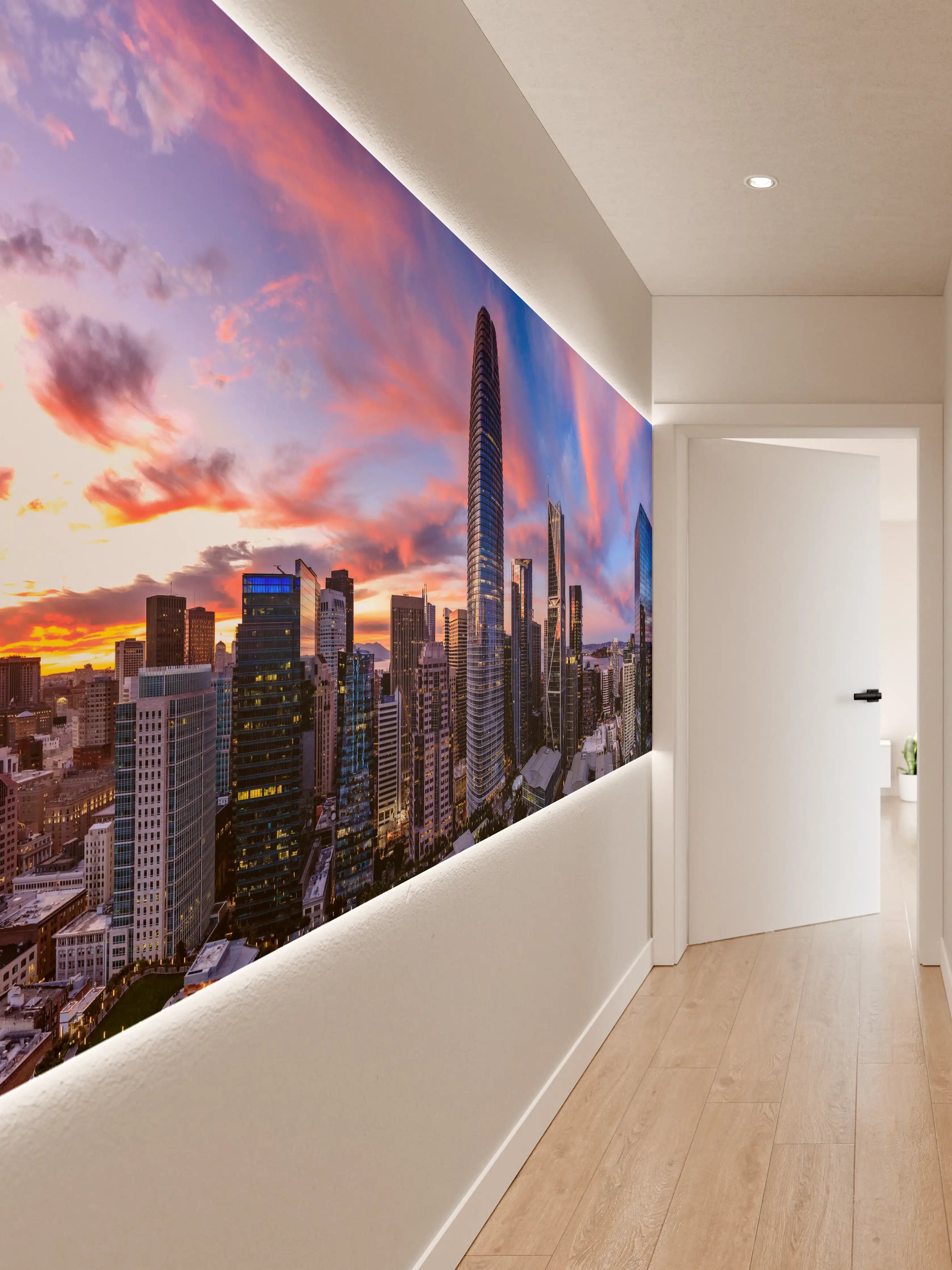 Wandverkleidung Flur - Epischer Sonnenuntergang über San Francisco