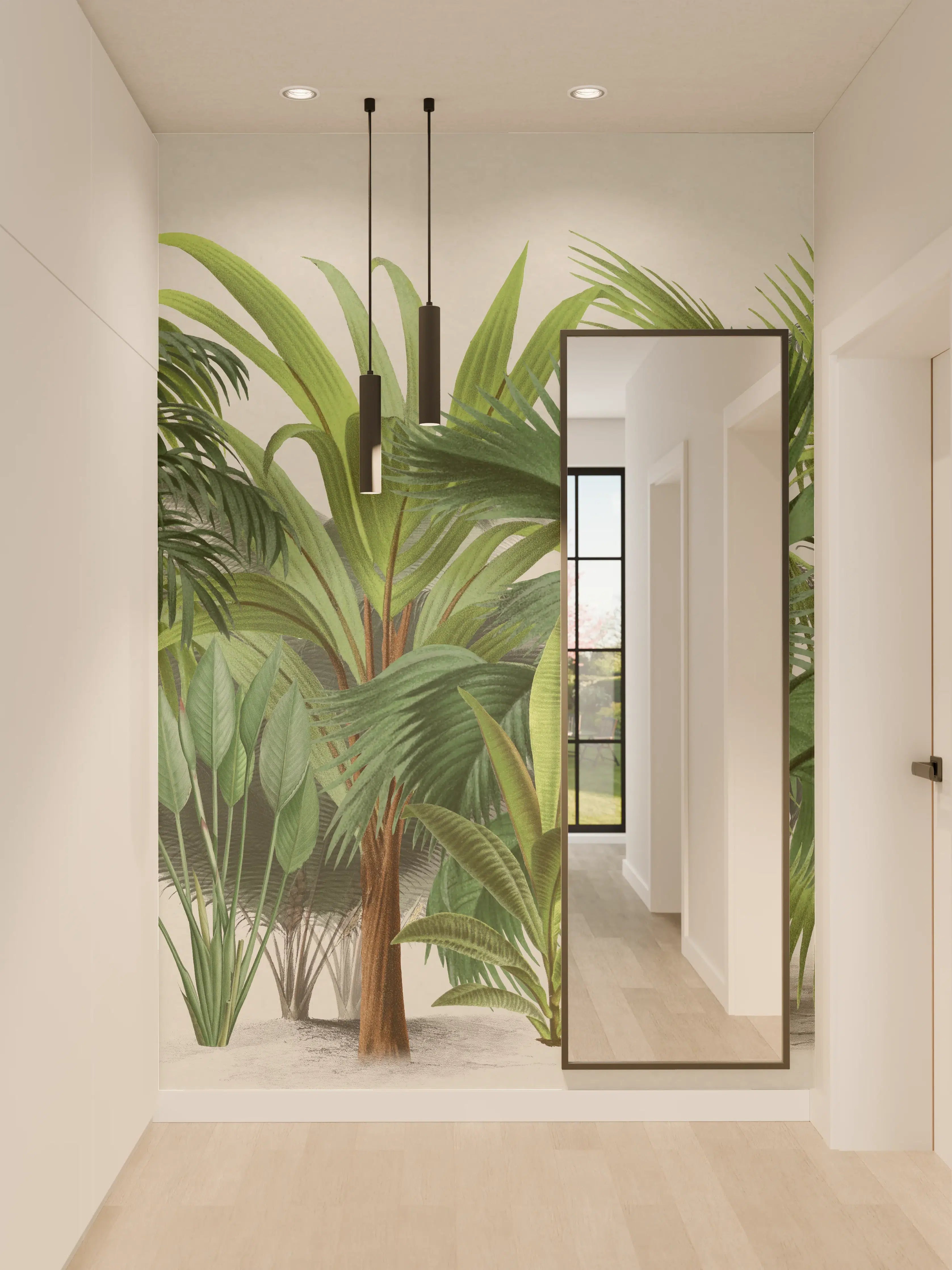 Wandverkleidung Flur - Exotische Bäume