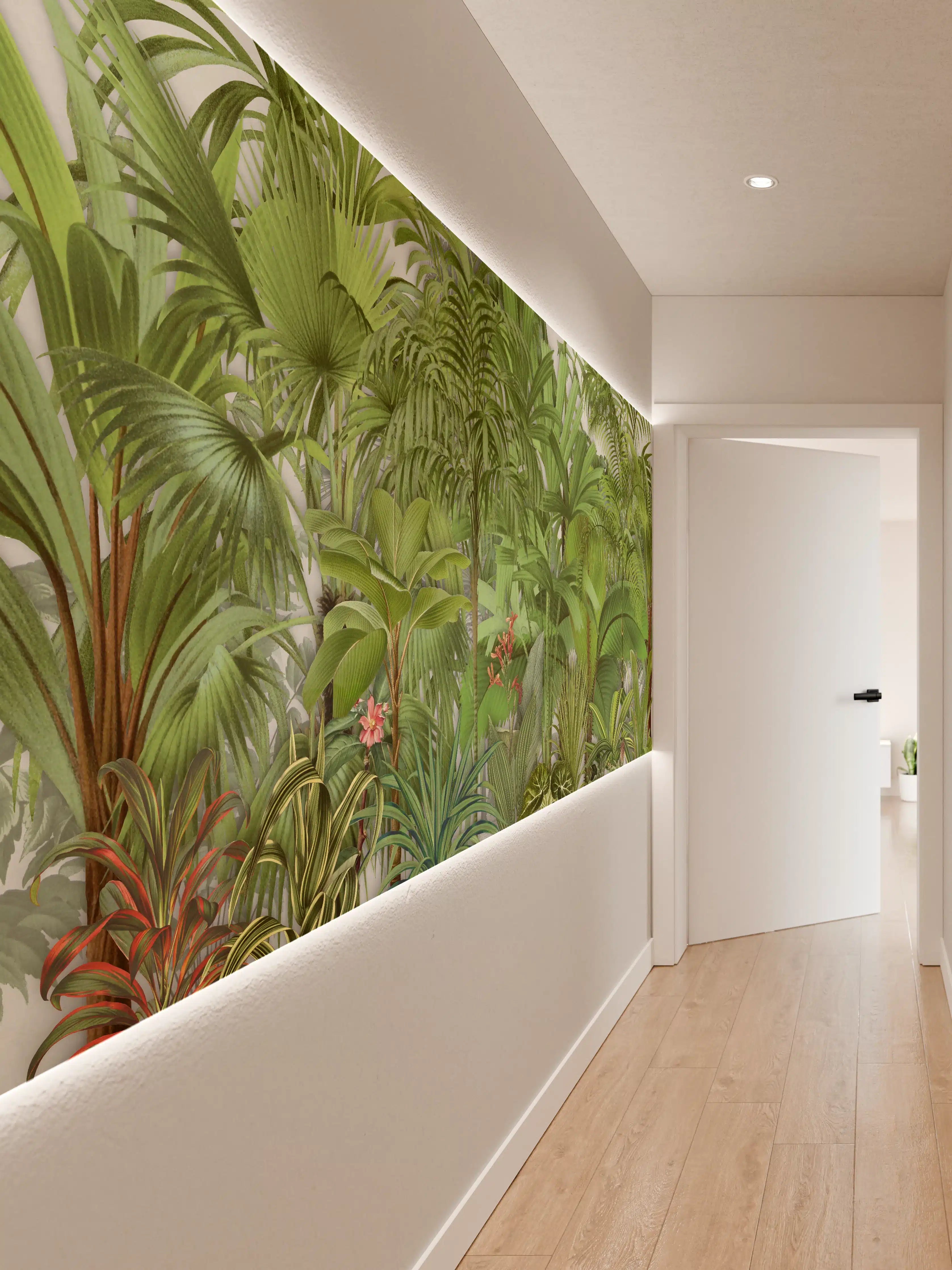 Wandverkleidung Flur - Exotische Pflanzen