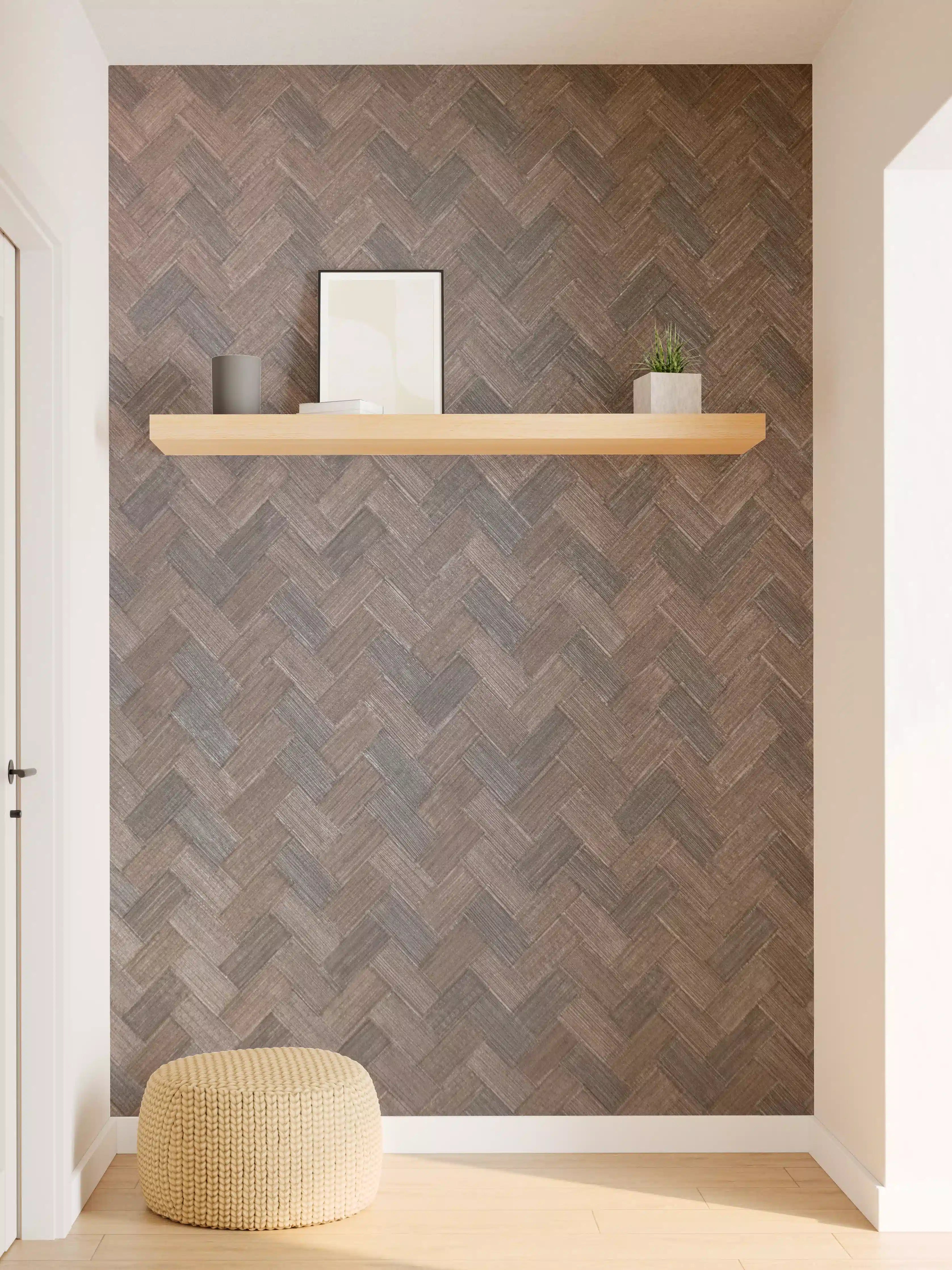 Wandverkleidung Flur - Exquisite Holzoberfläche mit Herringbone-Muster