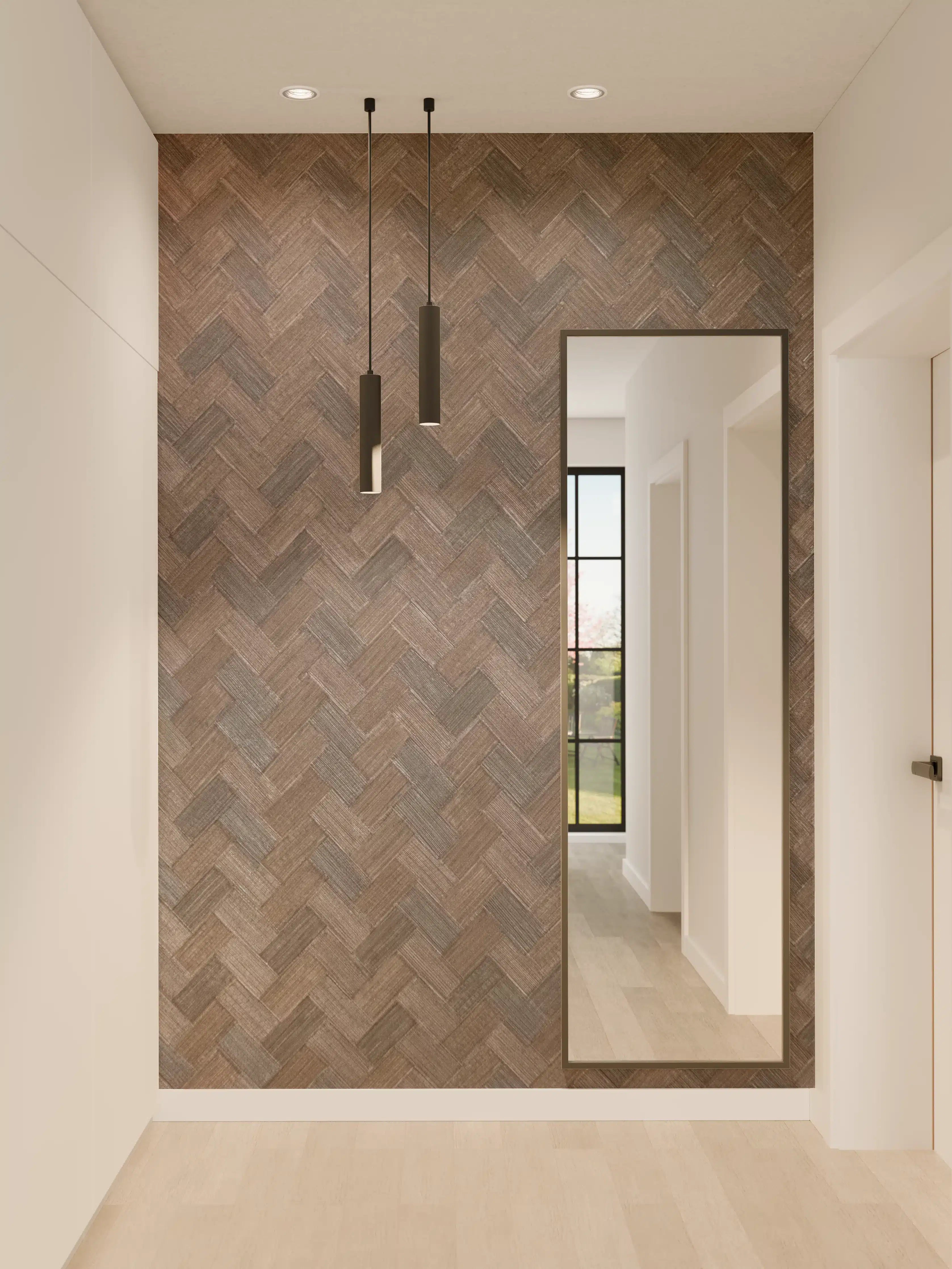 Wandverkleidung Flur - Exquisite Holzoberfläche mit Herringbone-Muster