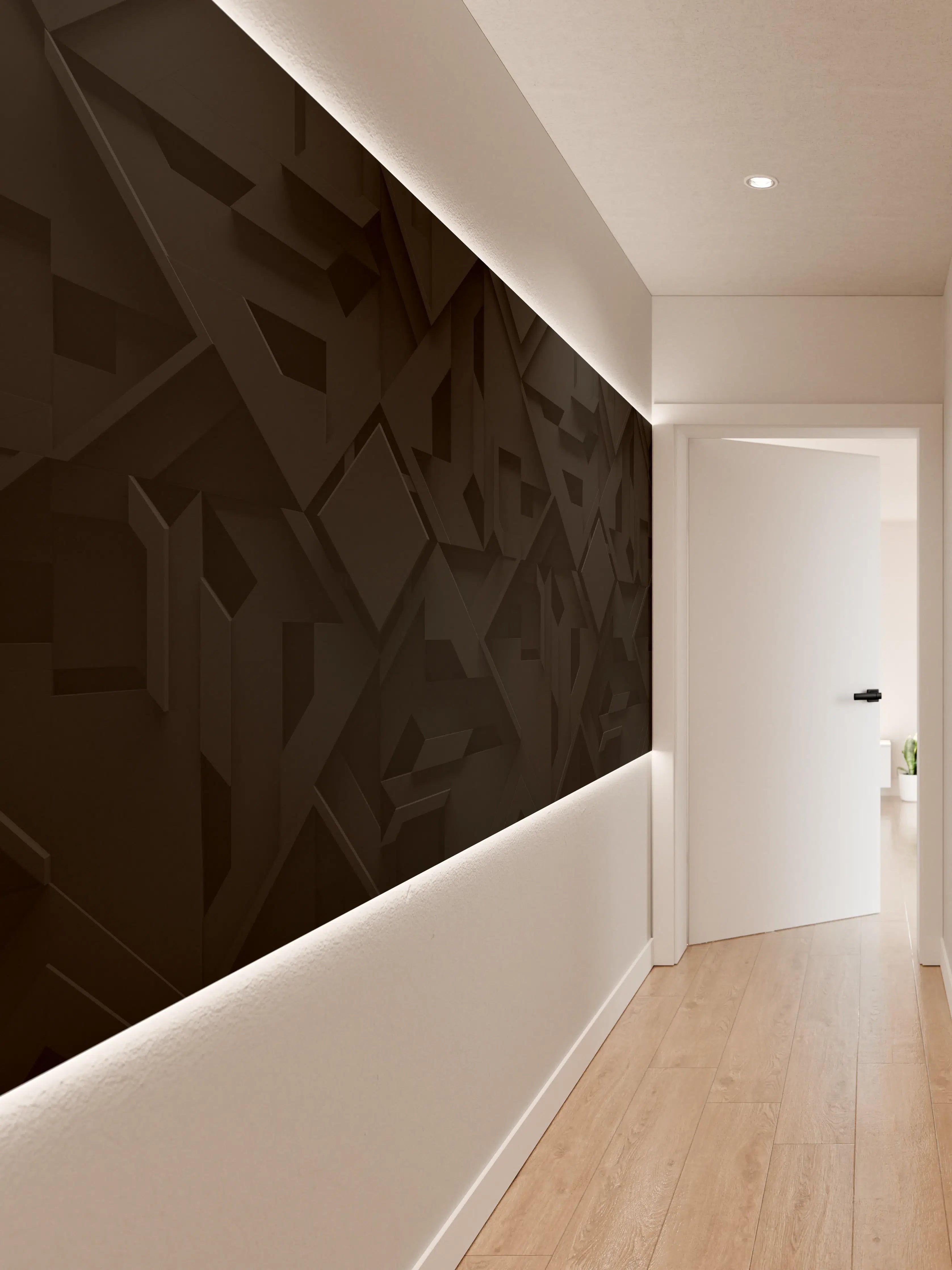Wandverkleidung Flur - Extra-Dunkler Schwarz 3D Hintergrund