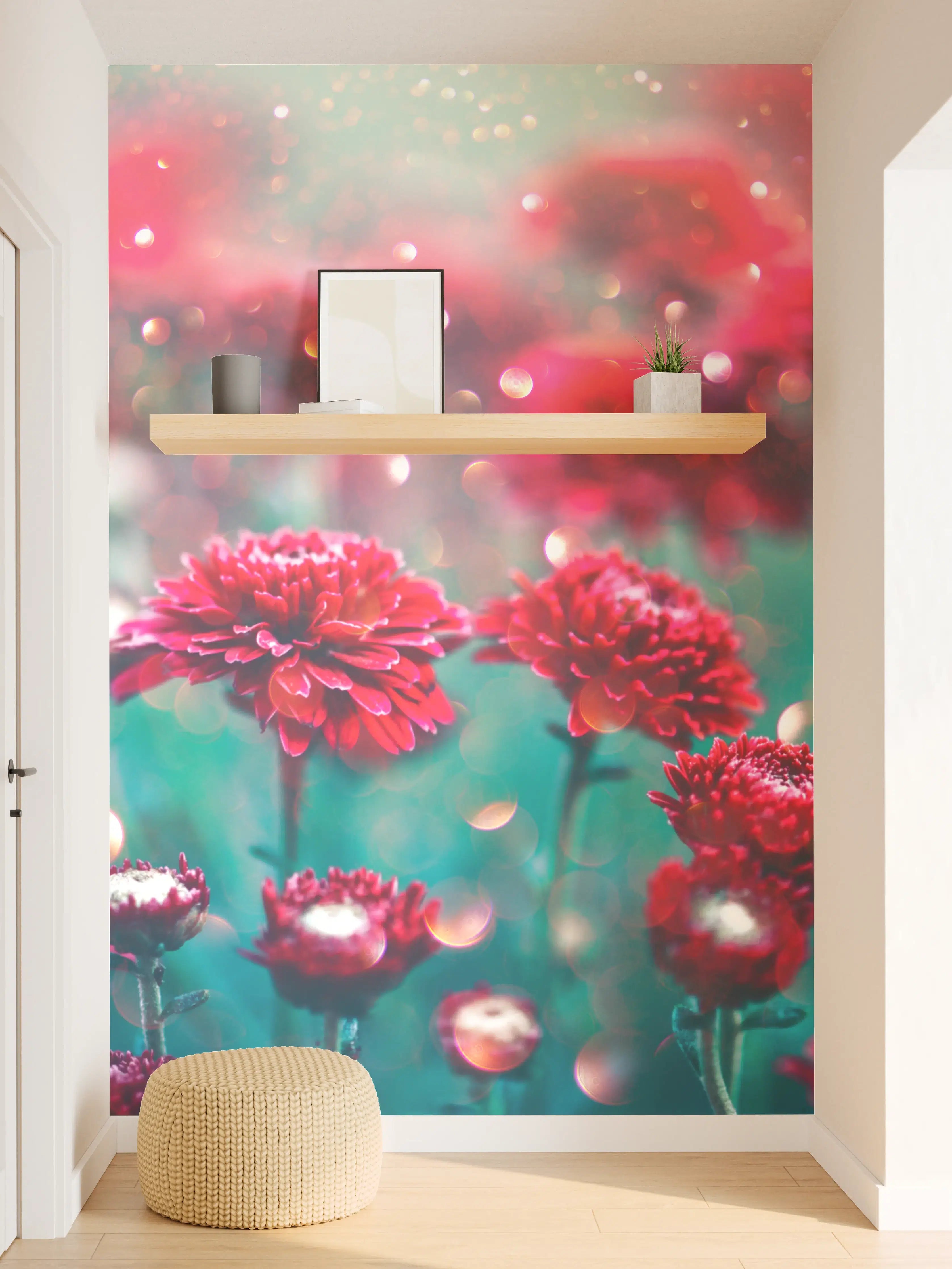 Wandverkleidung Flur - Farbenfroher Blumenstrauß im Garten