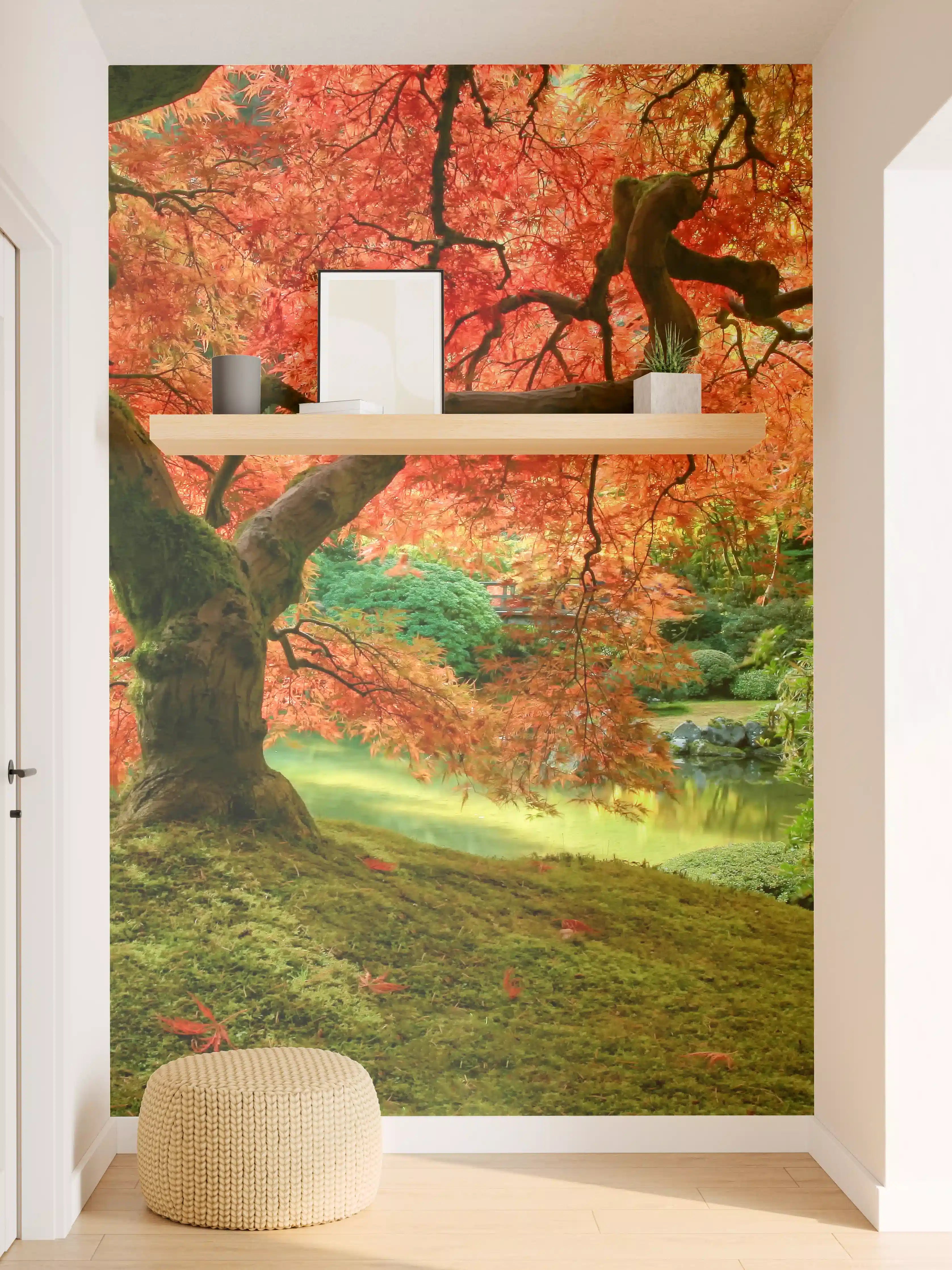 Wandverkleidung Flur - Farbenfroher Herbstbaum in Natur