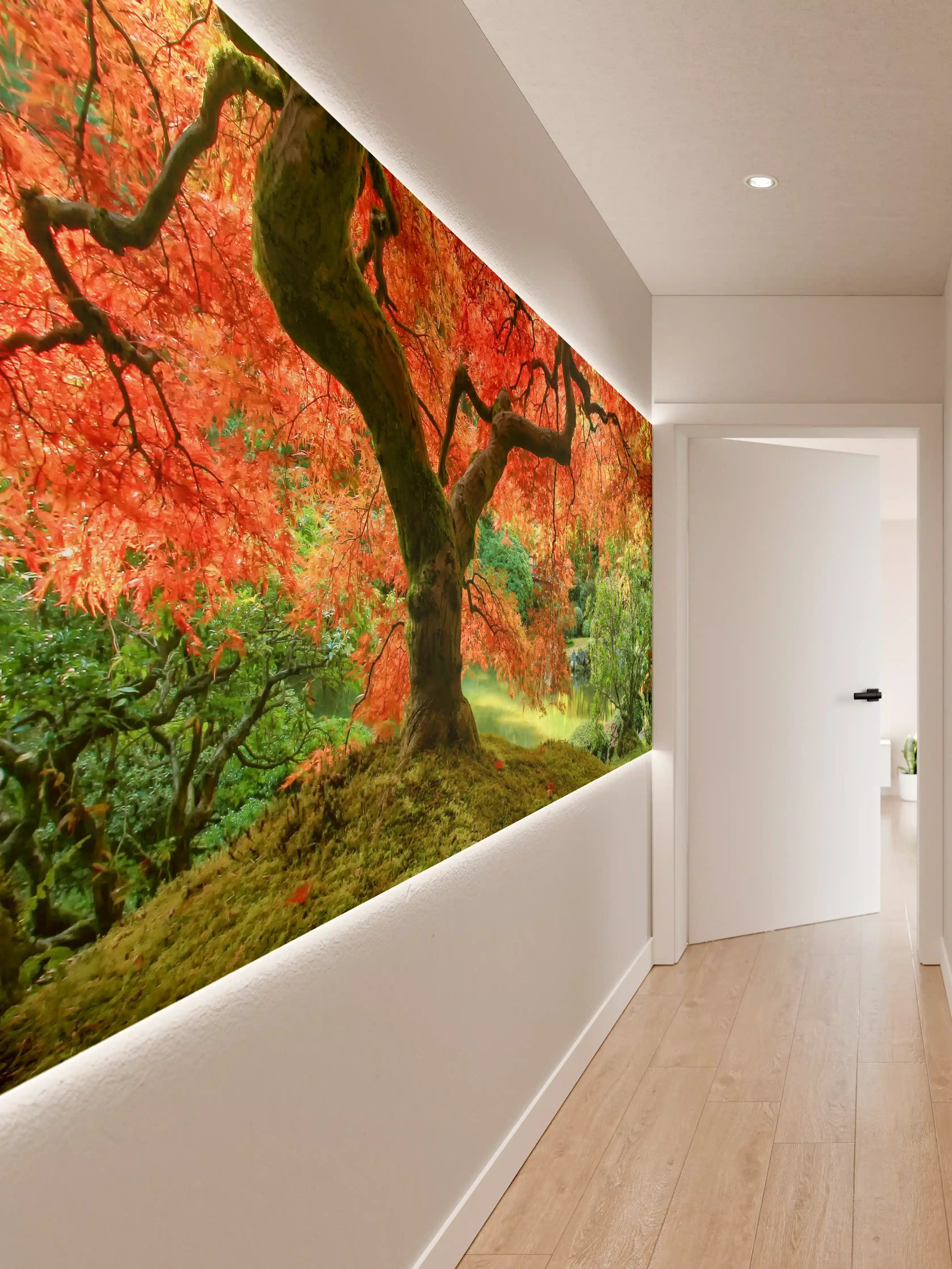 Wandverkleidung Flur - Farbenfroher Herbstbaum in Natur