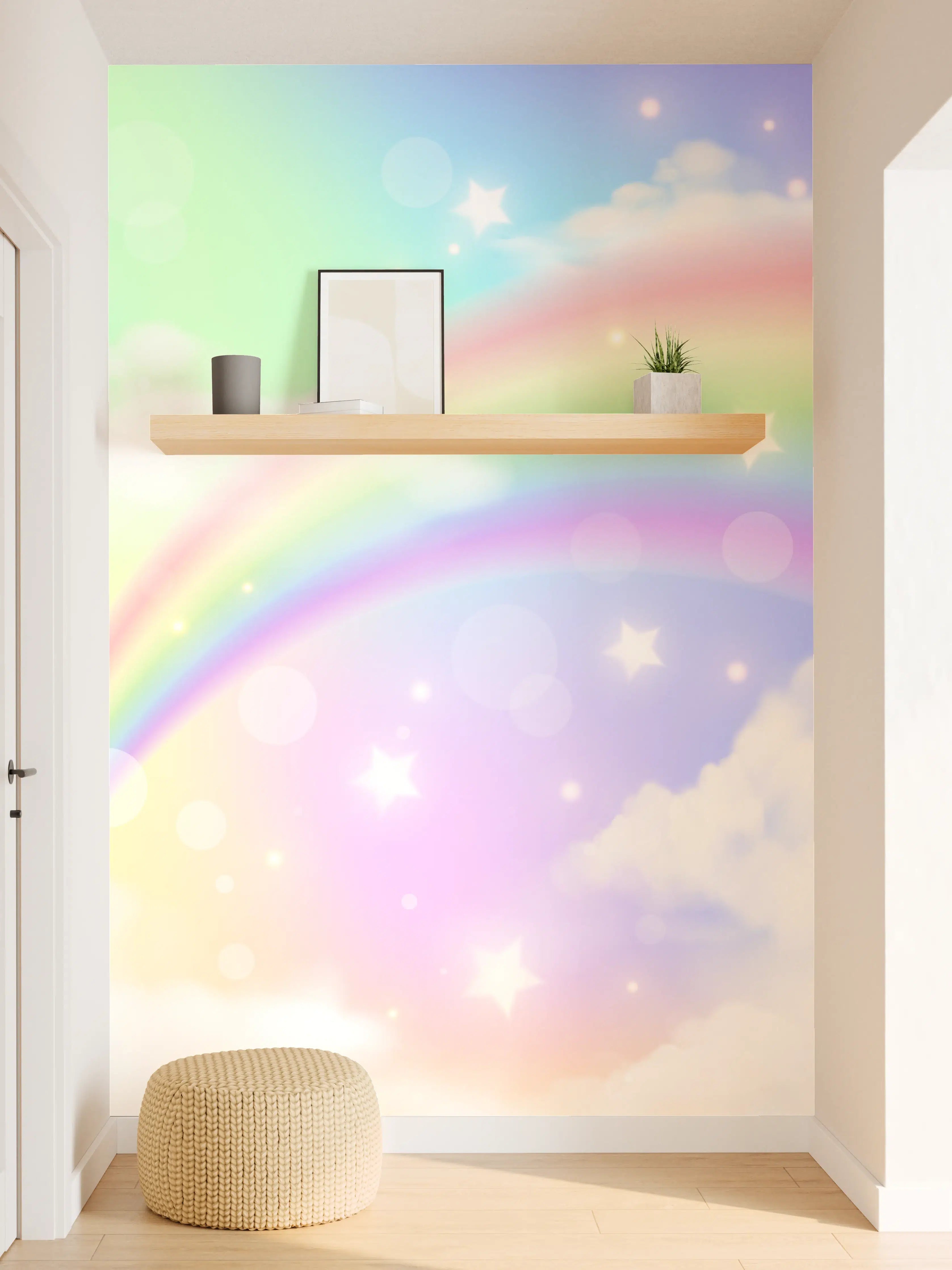 Wandverkleidung Flur - Farbenfroher Regenbogen Himmel