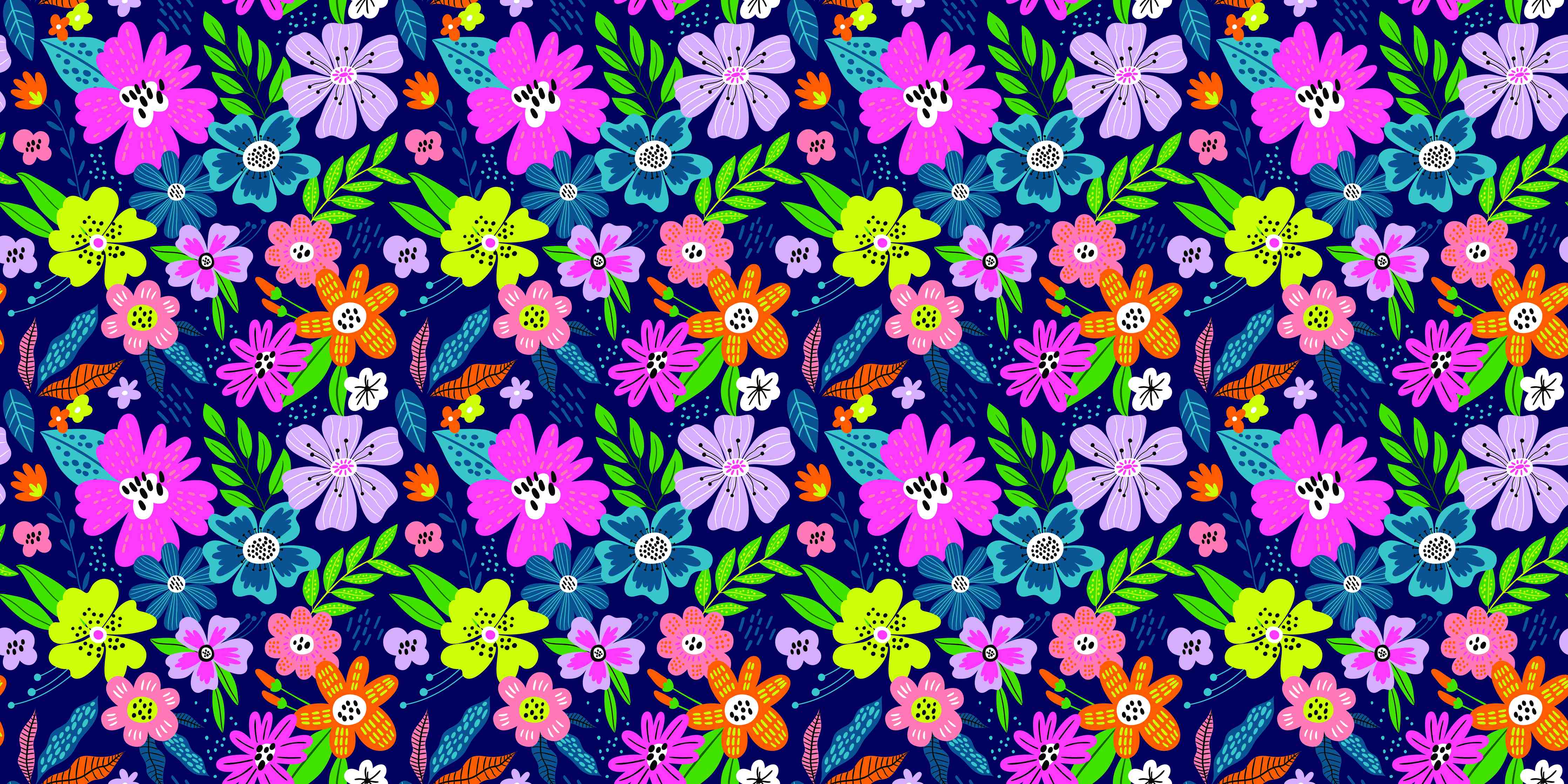 Wandverkleidung Flur-Farbenfrohes Blumendesign mit kontrastreichem Hintergrund