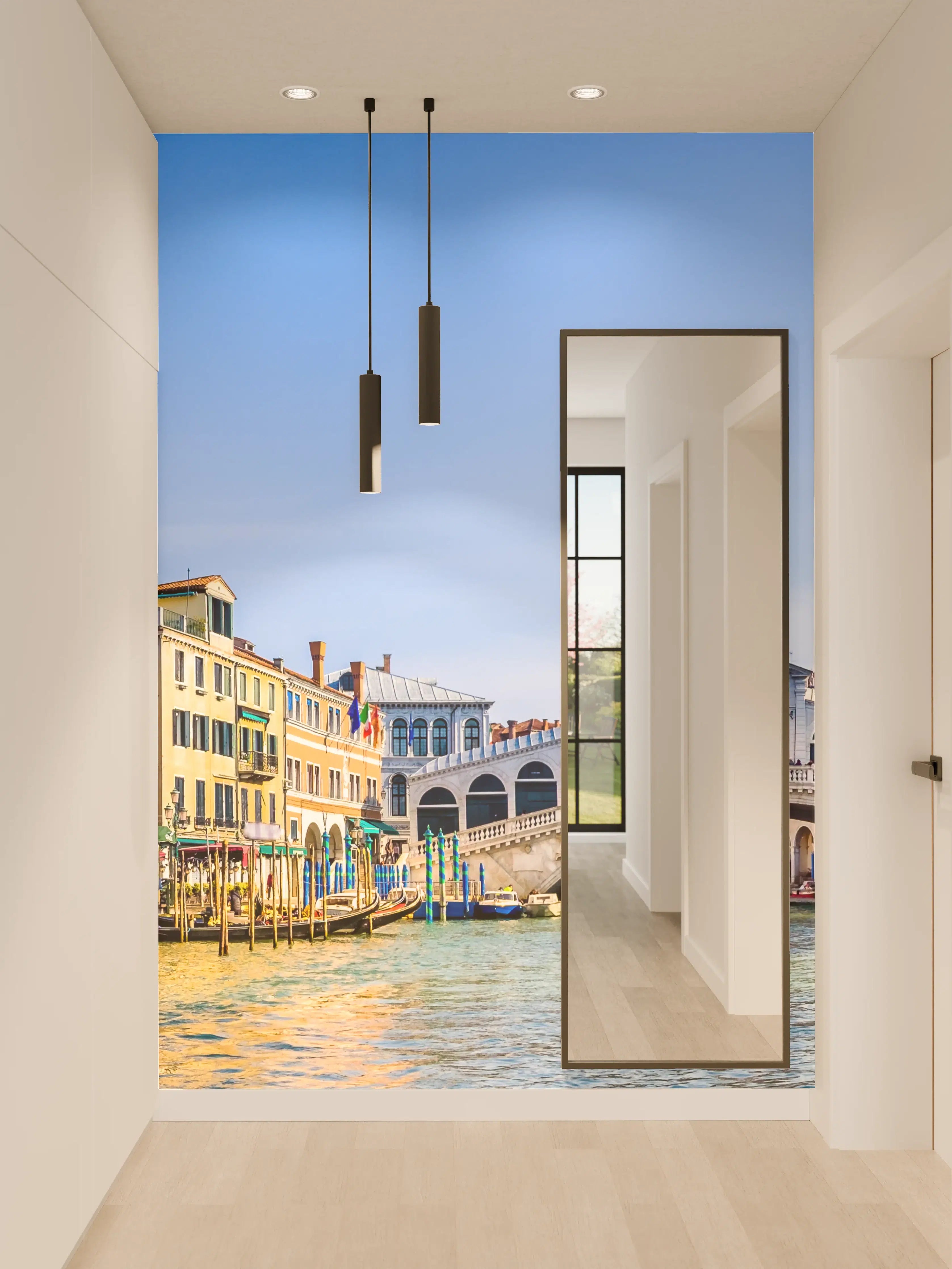 Wandverkleidung Flur - Farbenfrohes Stadtbild in Venedig