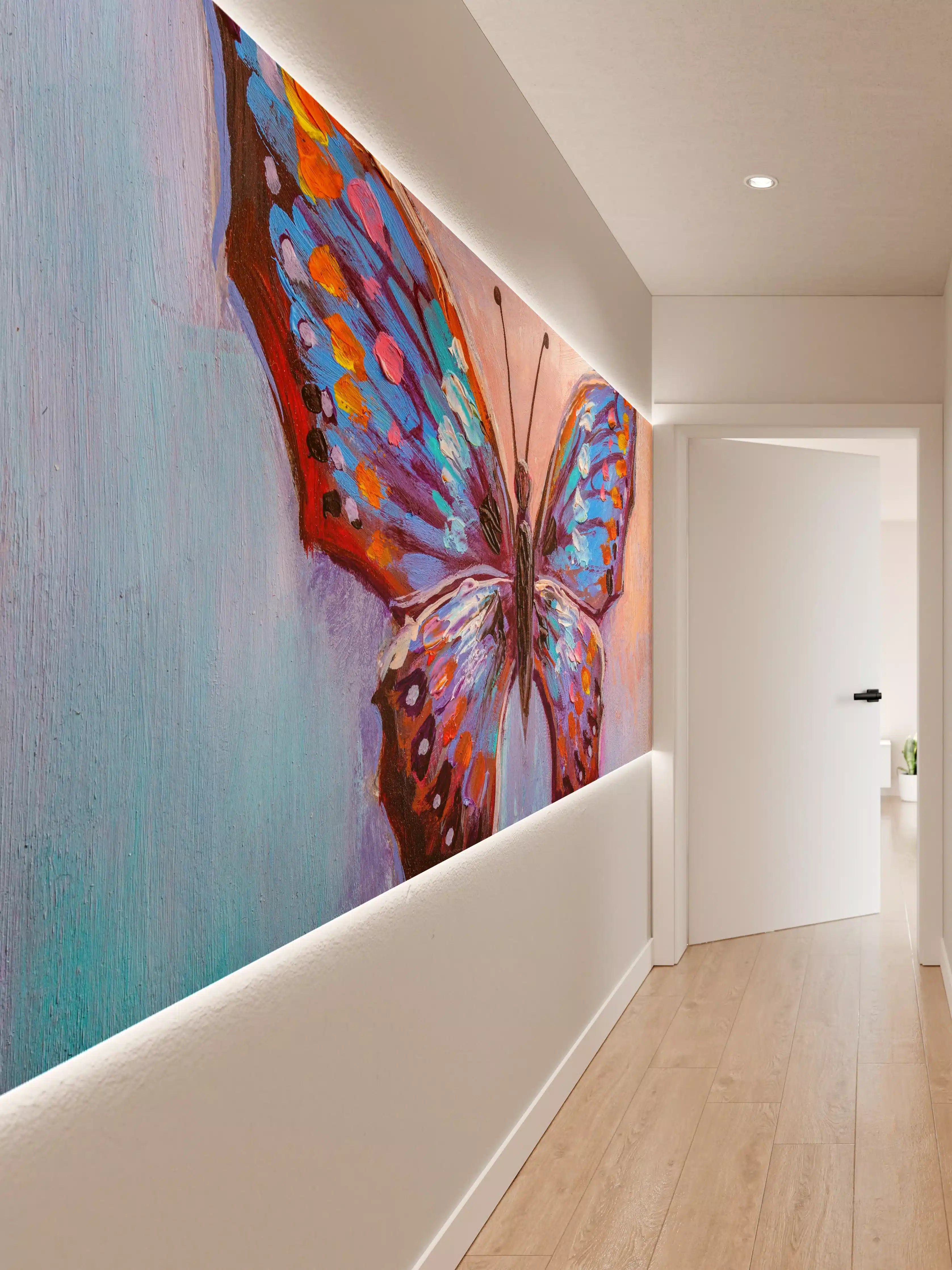 Wandverkleidung Flur - Farbenprächtiger Schmetterling in Acryl