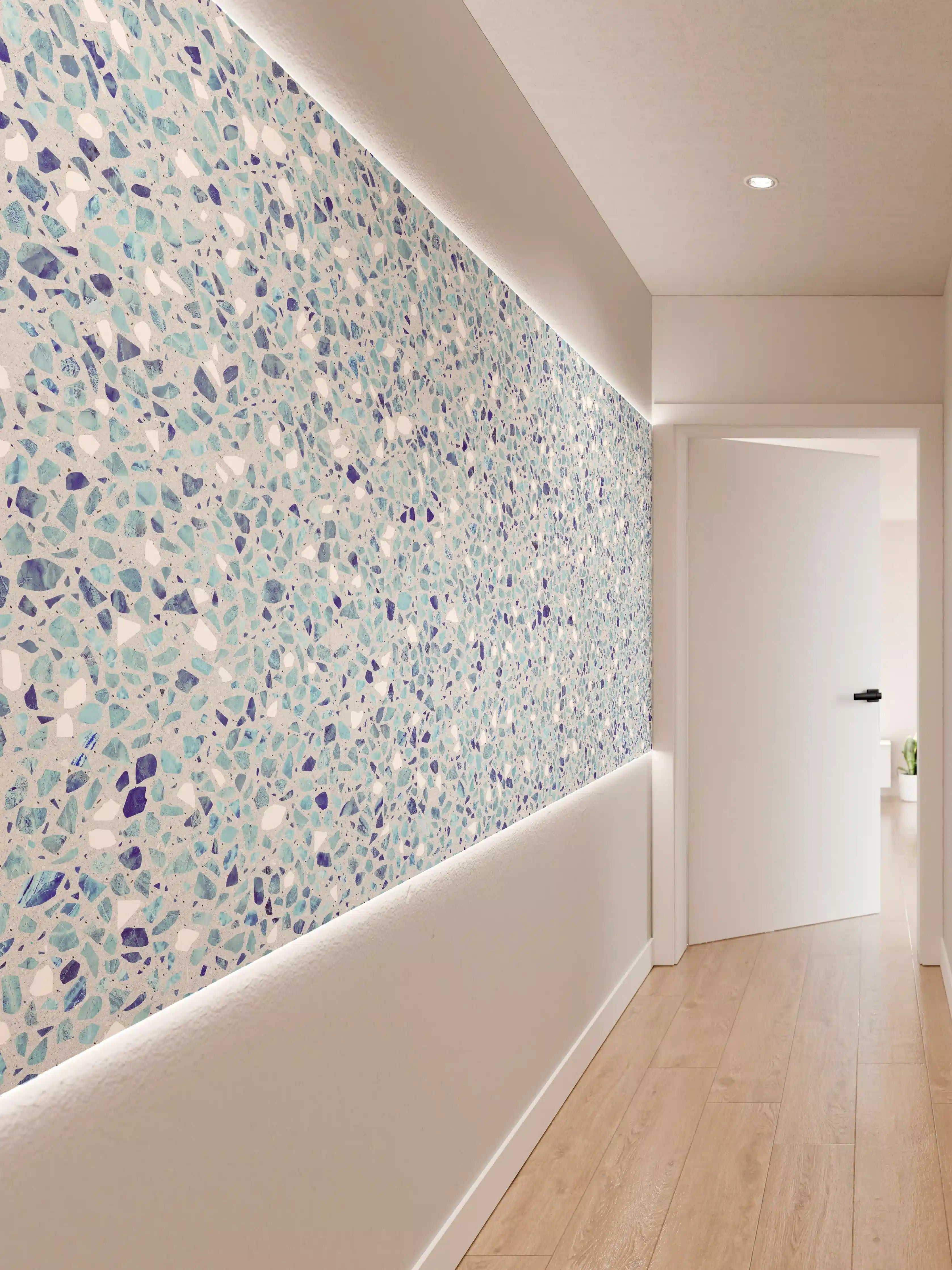 Wandverkleidung Flur - Farbige Terrazzo Stein Textur