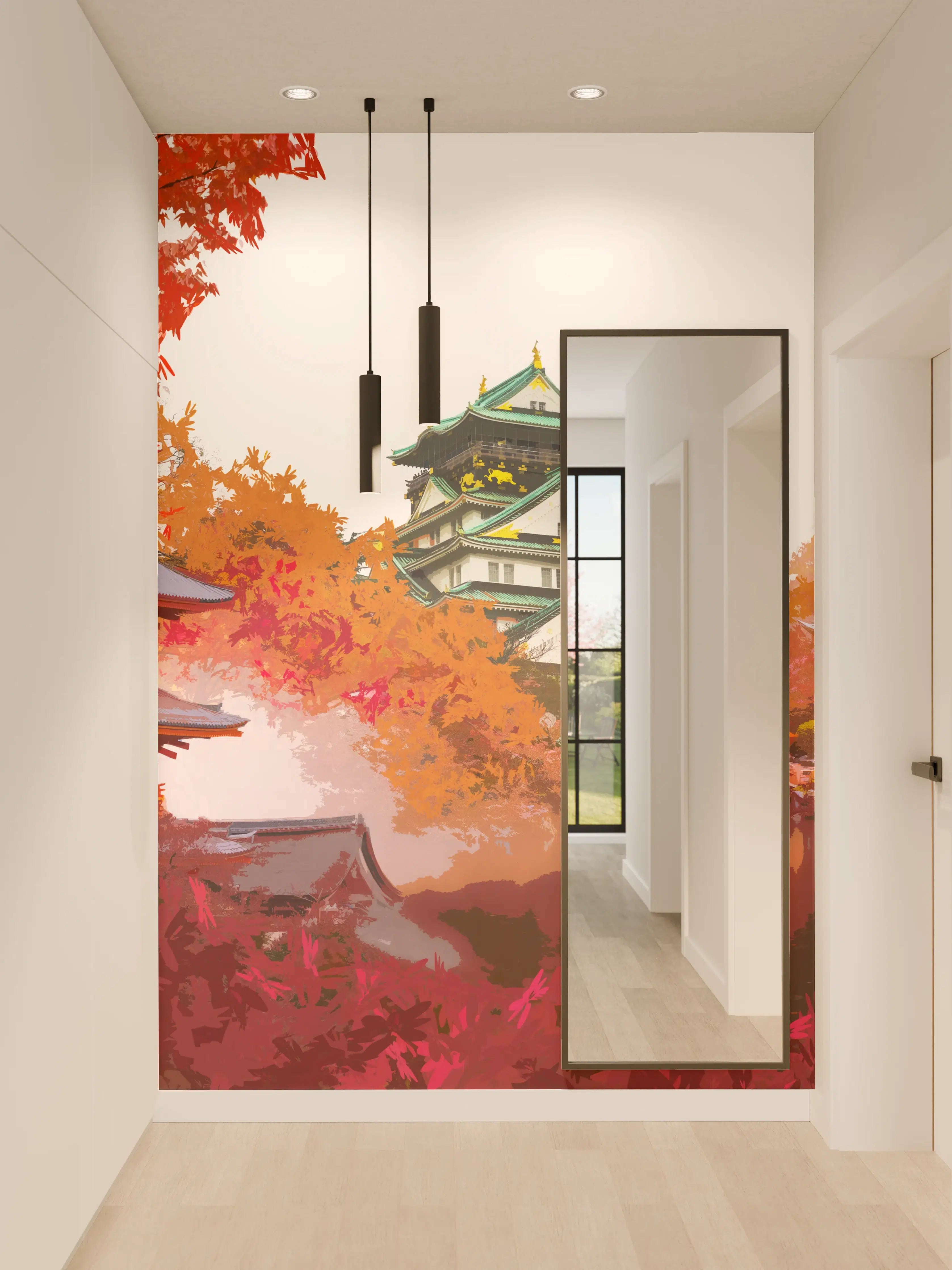 Wandverkleidung Flur - Faszinierende japanische Tempel im Herbst