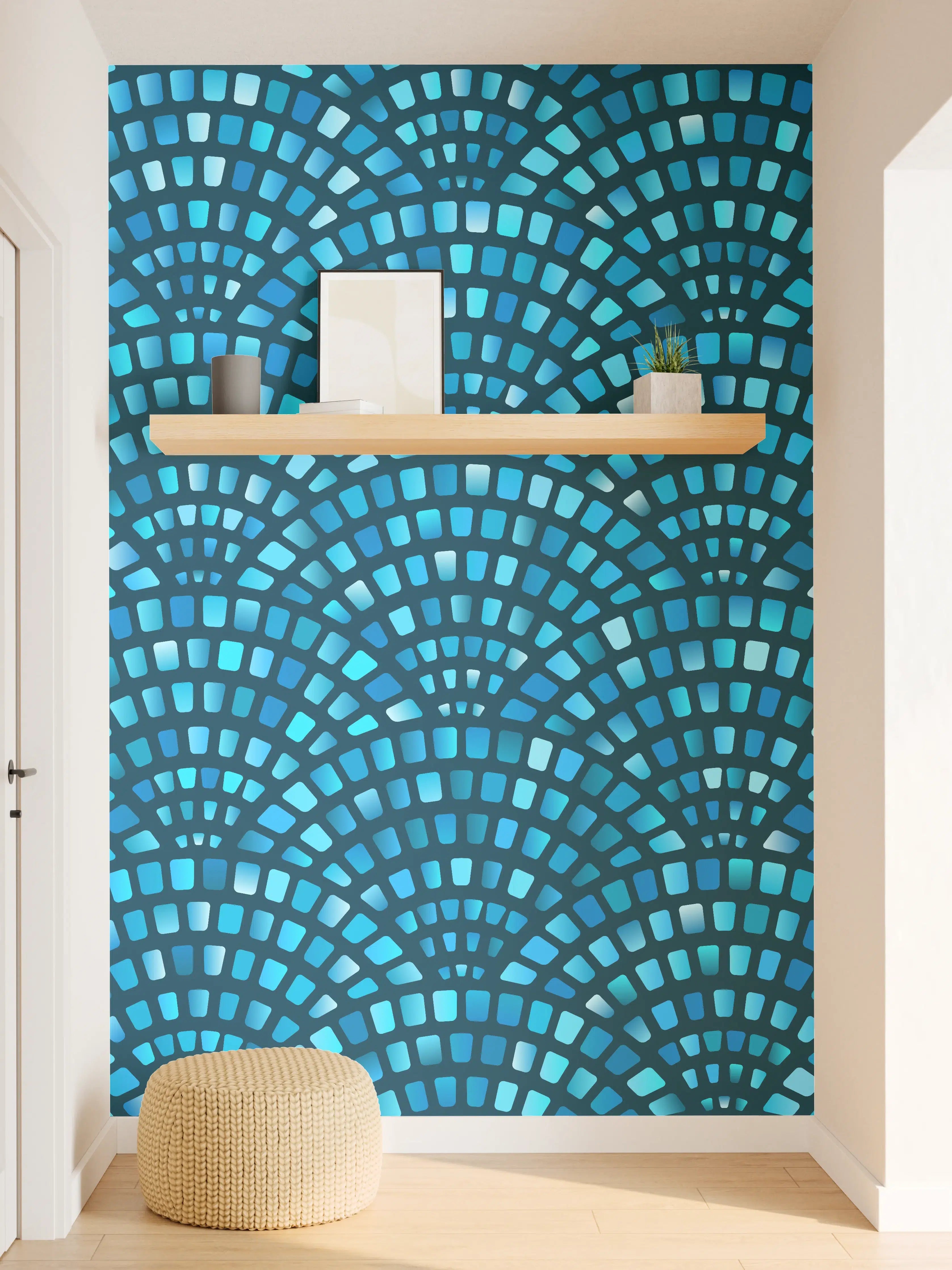 Wandverkleidung Flur - Faszinierendes Mosaik-Design in Blau