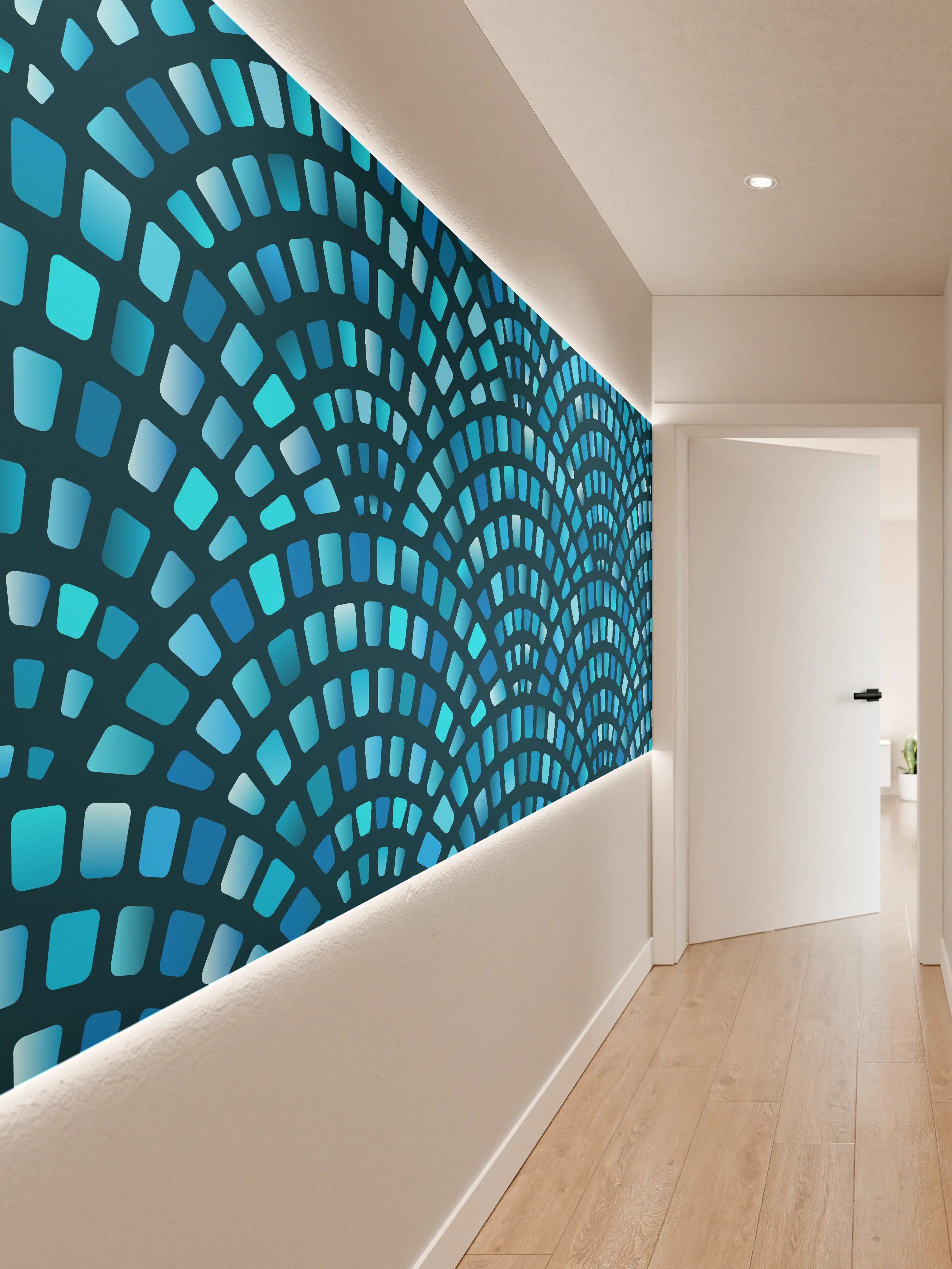 Wandverkleidung Flur - Faszinierendes Mosaik-Design in Blau