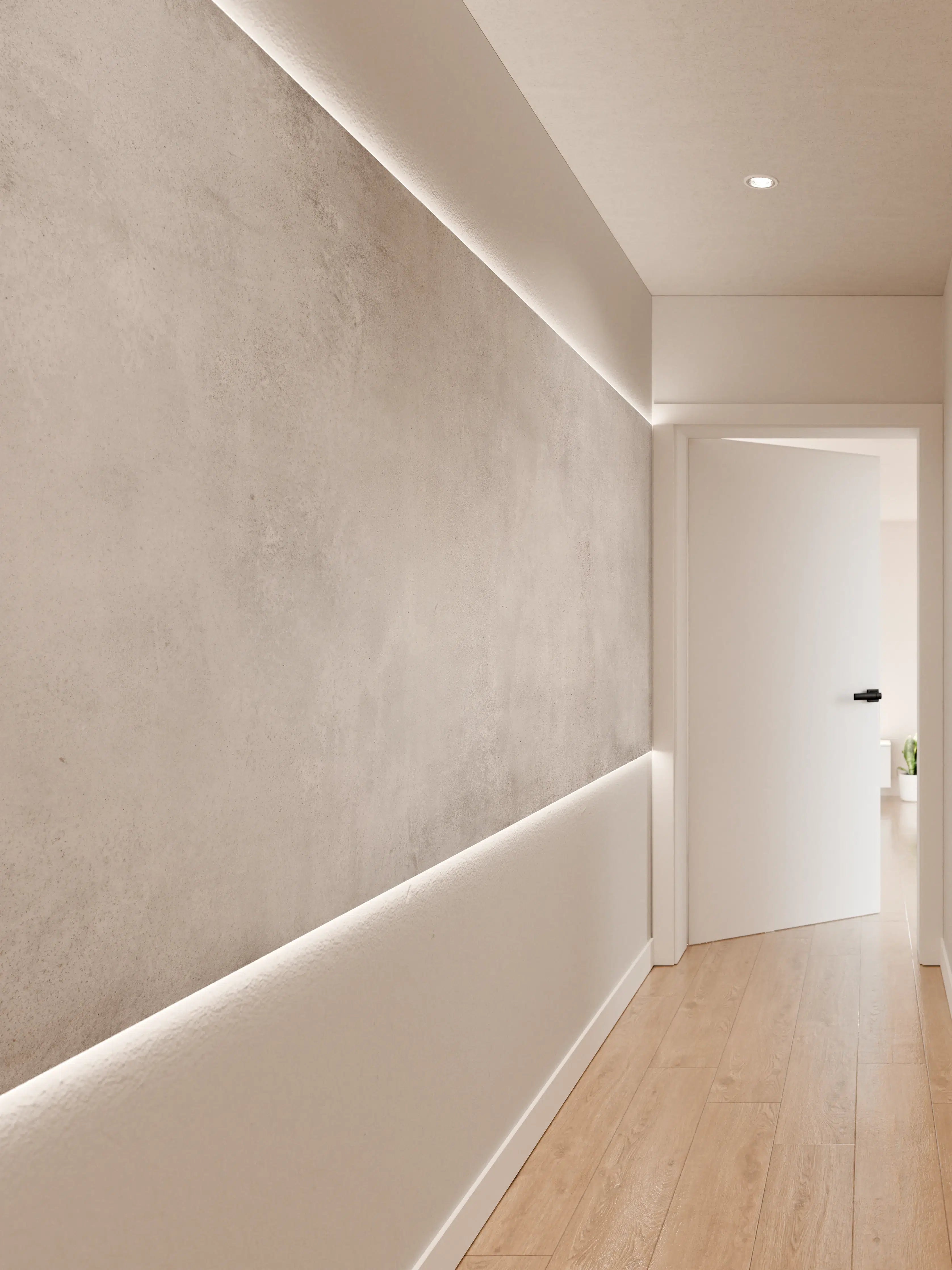 Wandverkleidung Flur - Feine Zement- Struktur