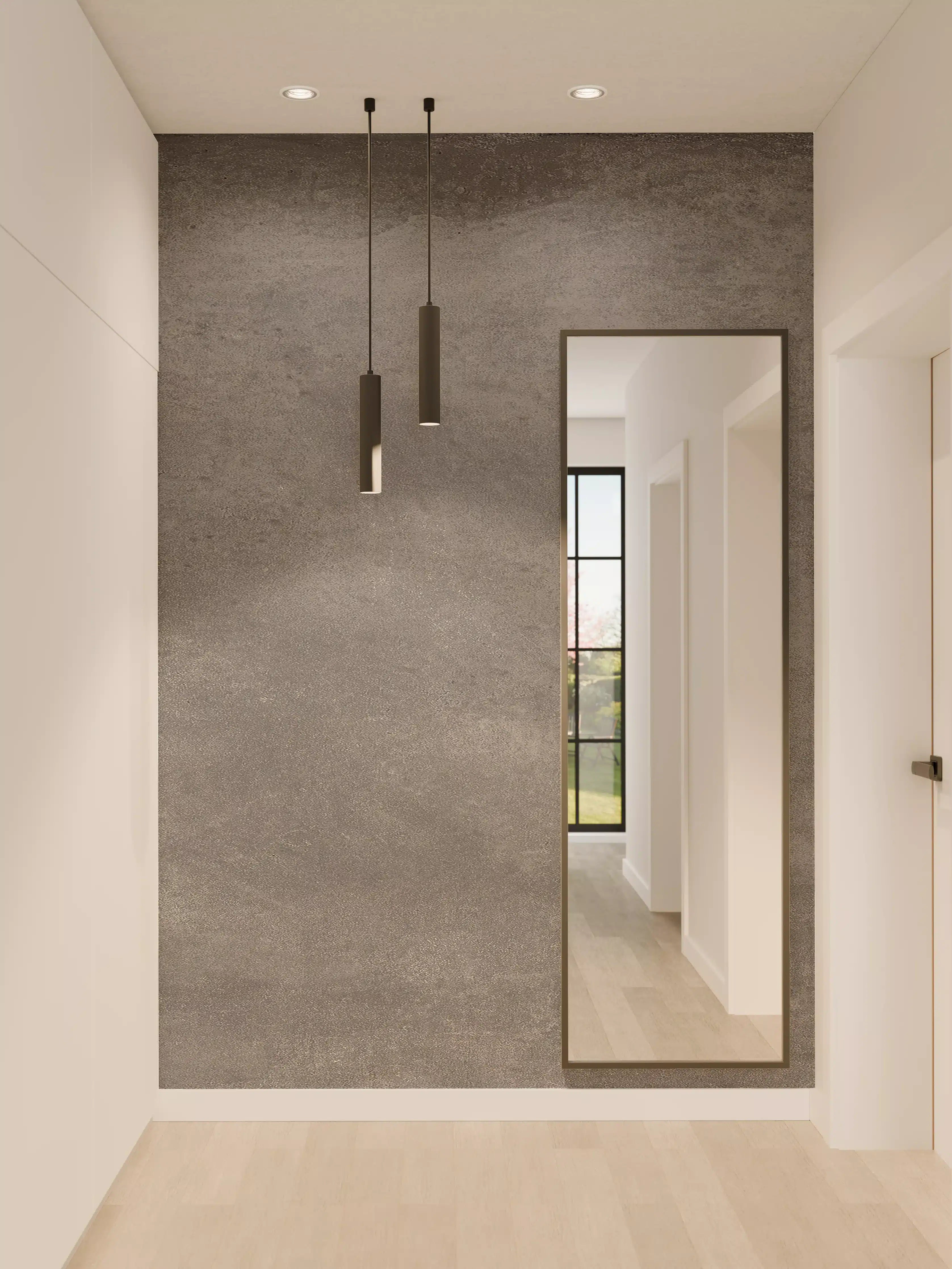 Wandverkleidung Flur - Feine dunkle Betonwand
