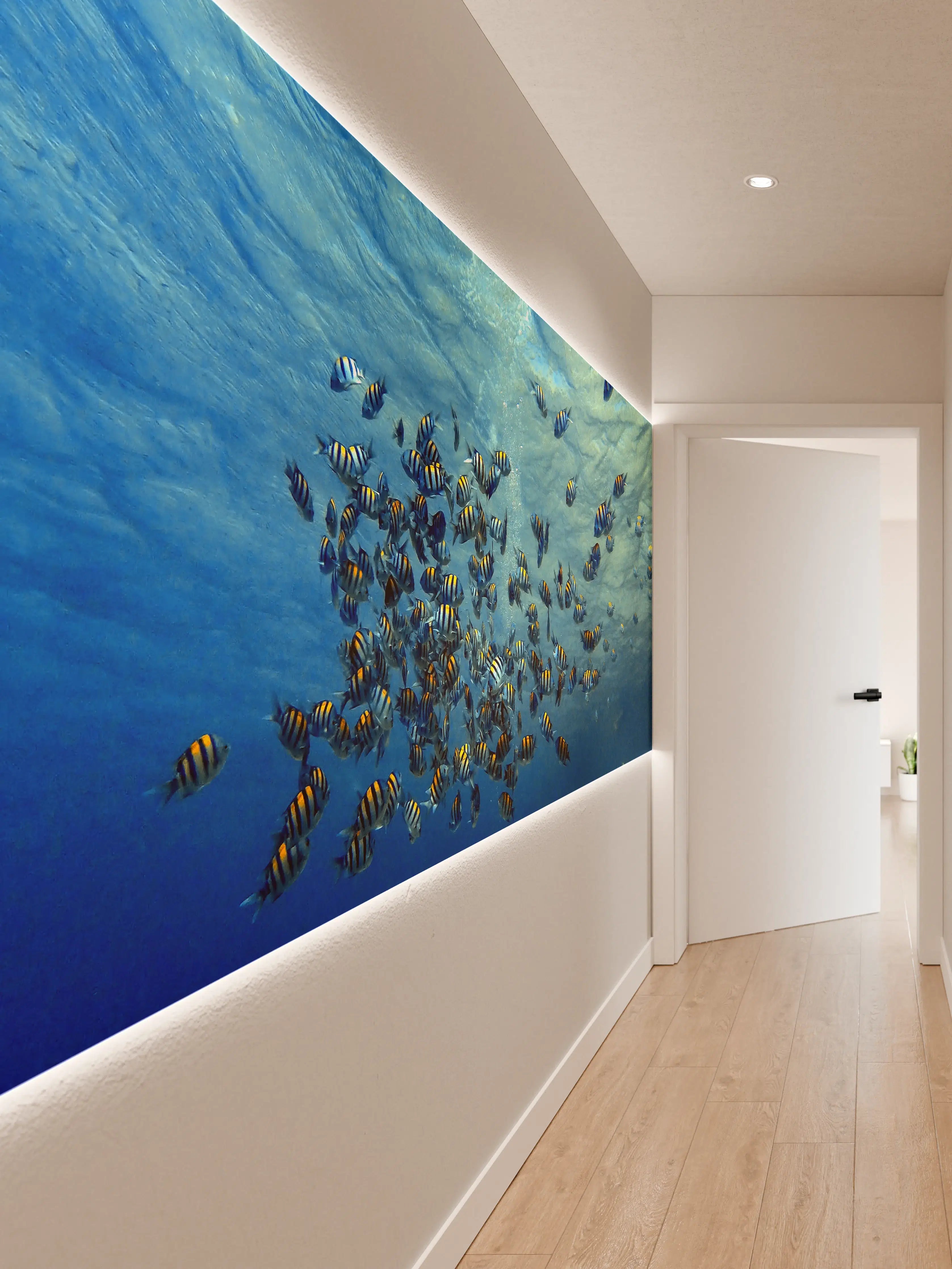 Wandverkleidung Flur - Fische im klarem Meer