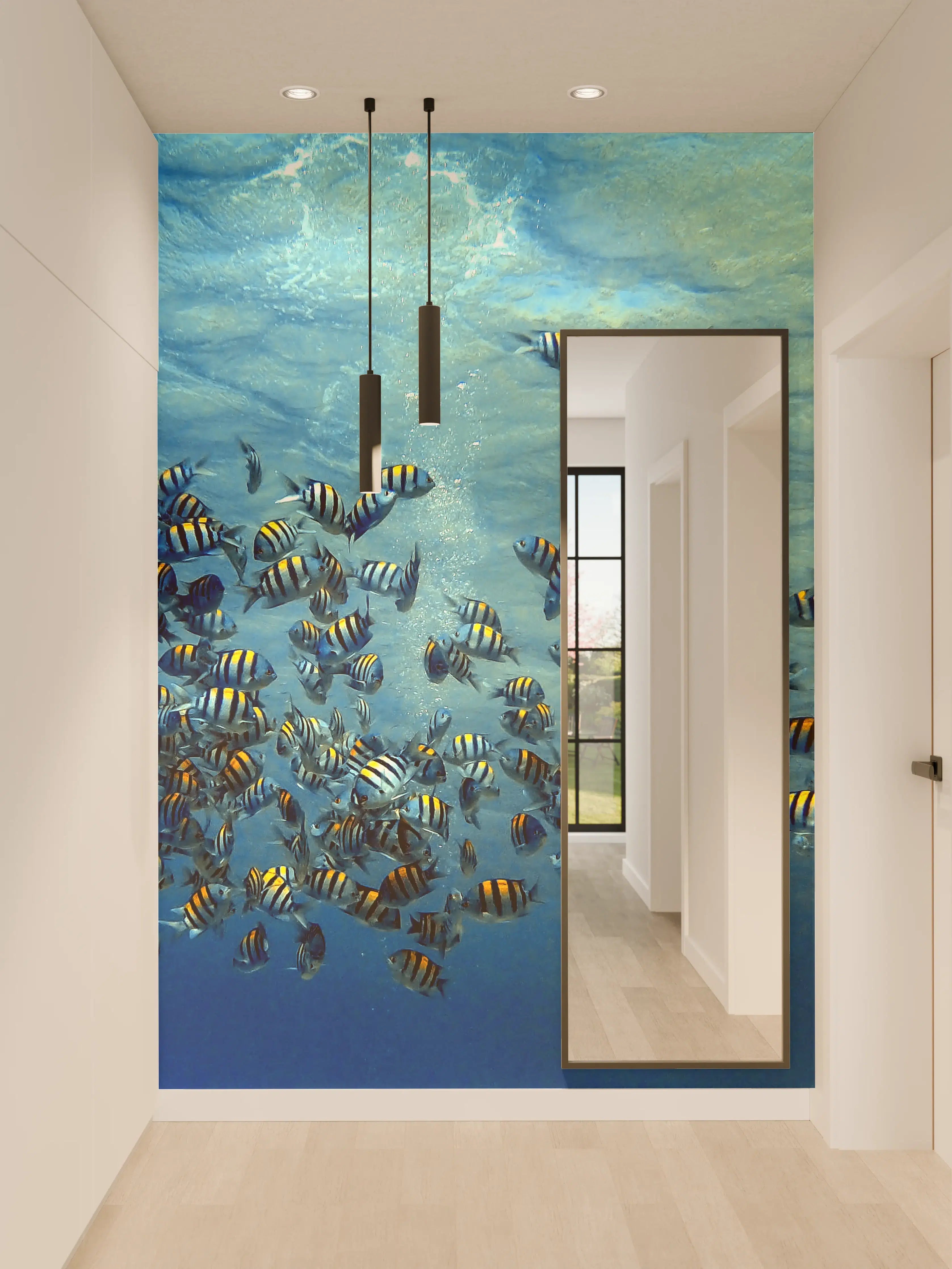 Wandverkleidung Flur - Fische im klarem Meer