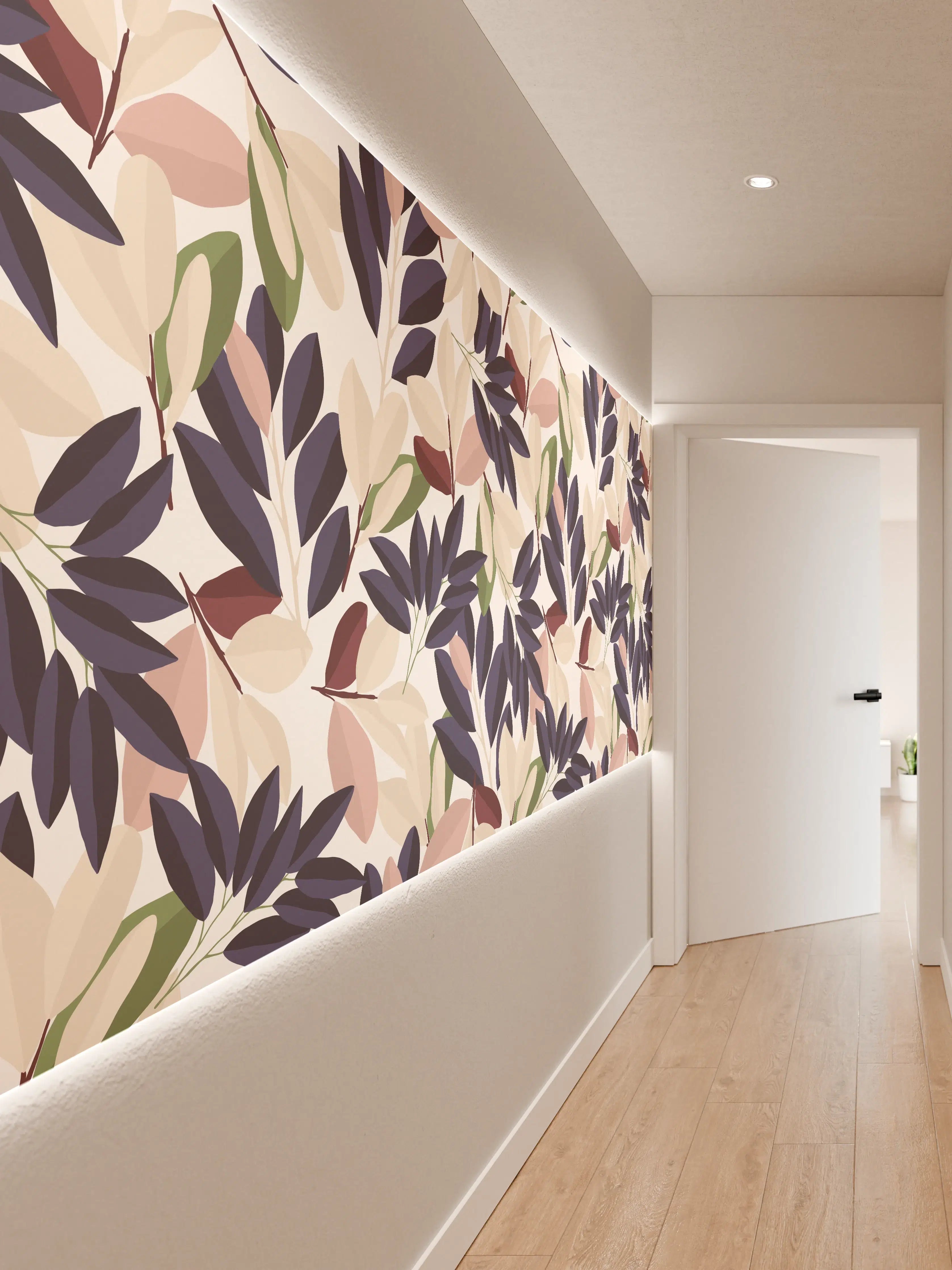 Wandverkleidung Flur - Florales Muster Pastellfarben