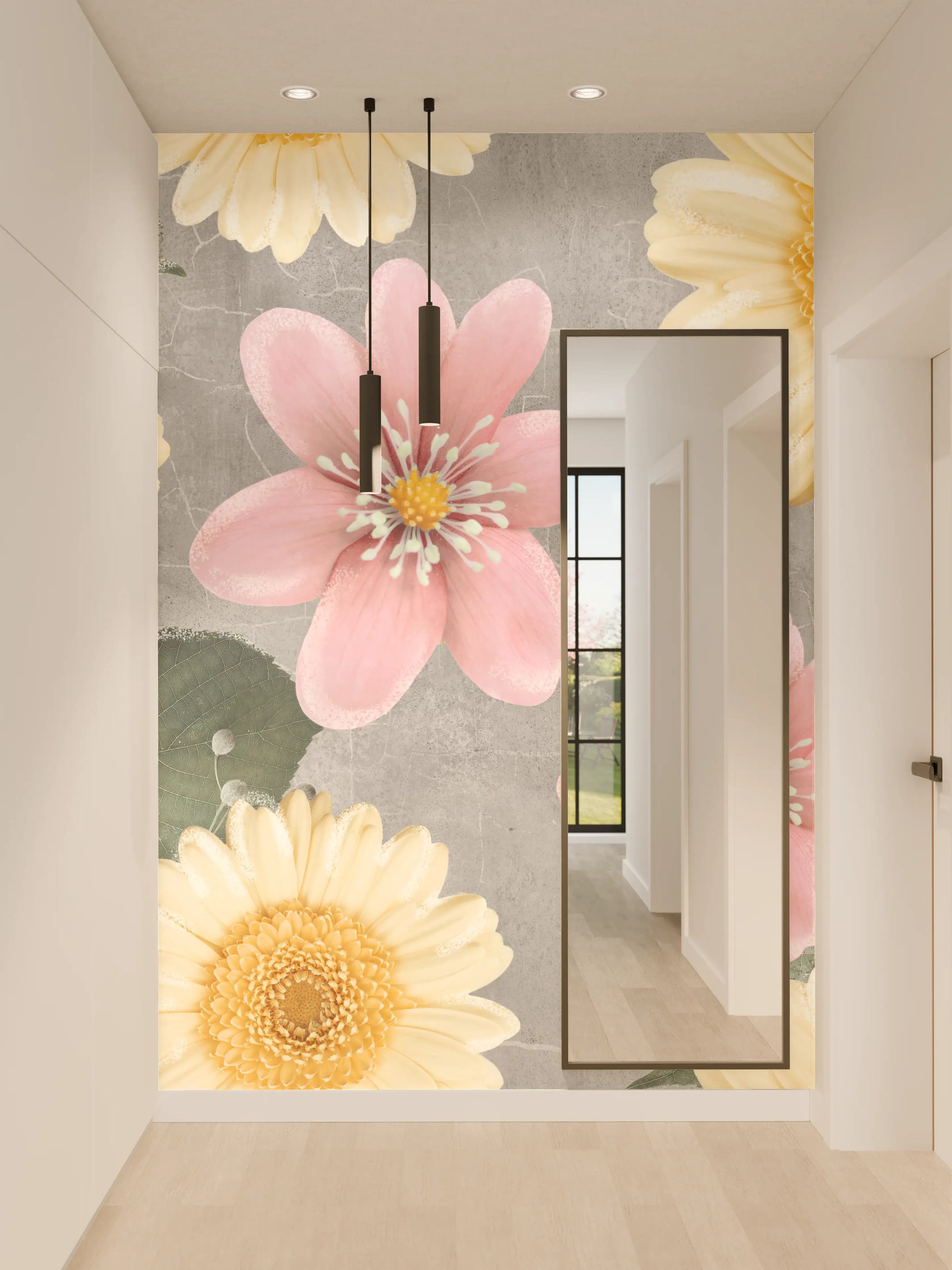 Wandverkleidung Flur - Florales Wandmuster - Zeichnung