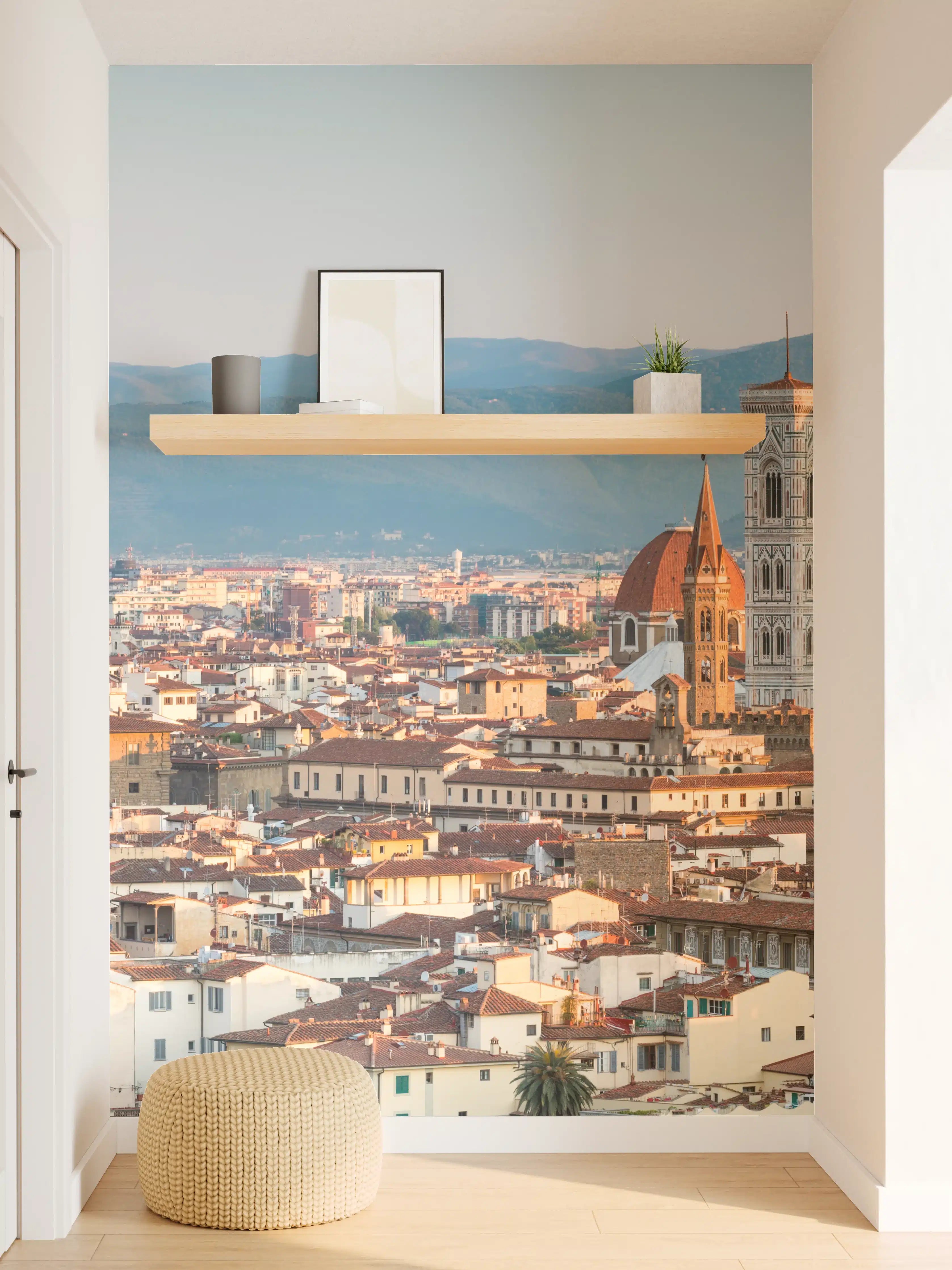 Wandverkleidung Flur - Florenz Skyline Blau-Beige