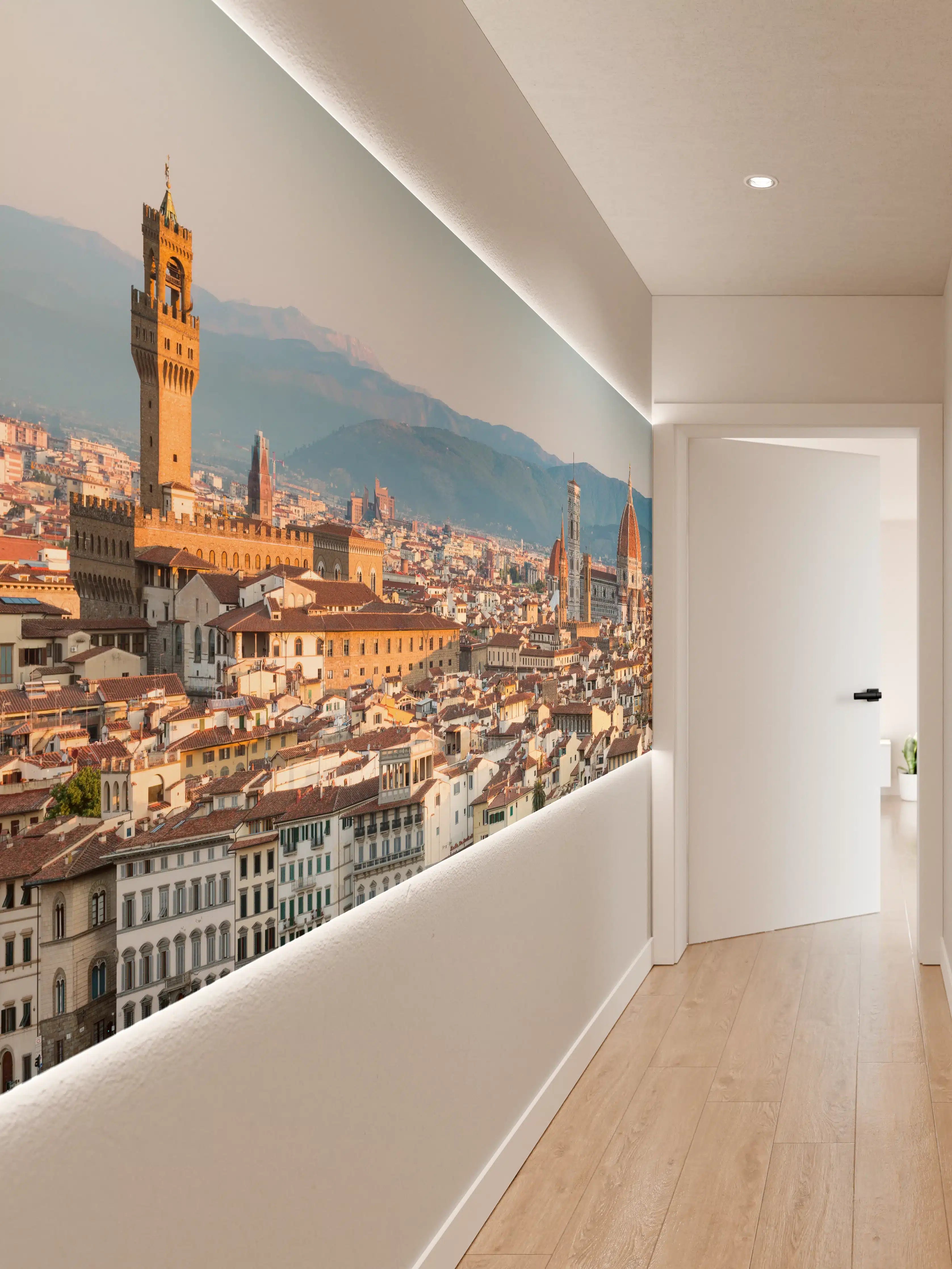 Wandverkleidung Flur - Florenz Skyline Blau-Beige