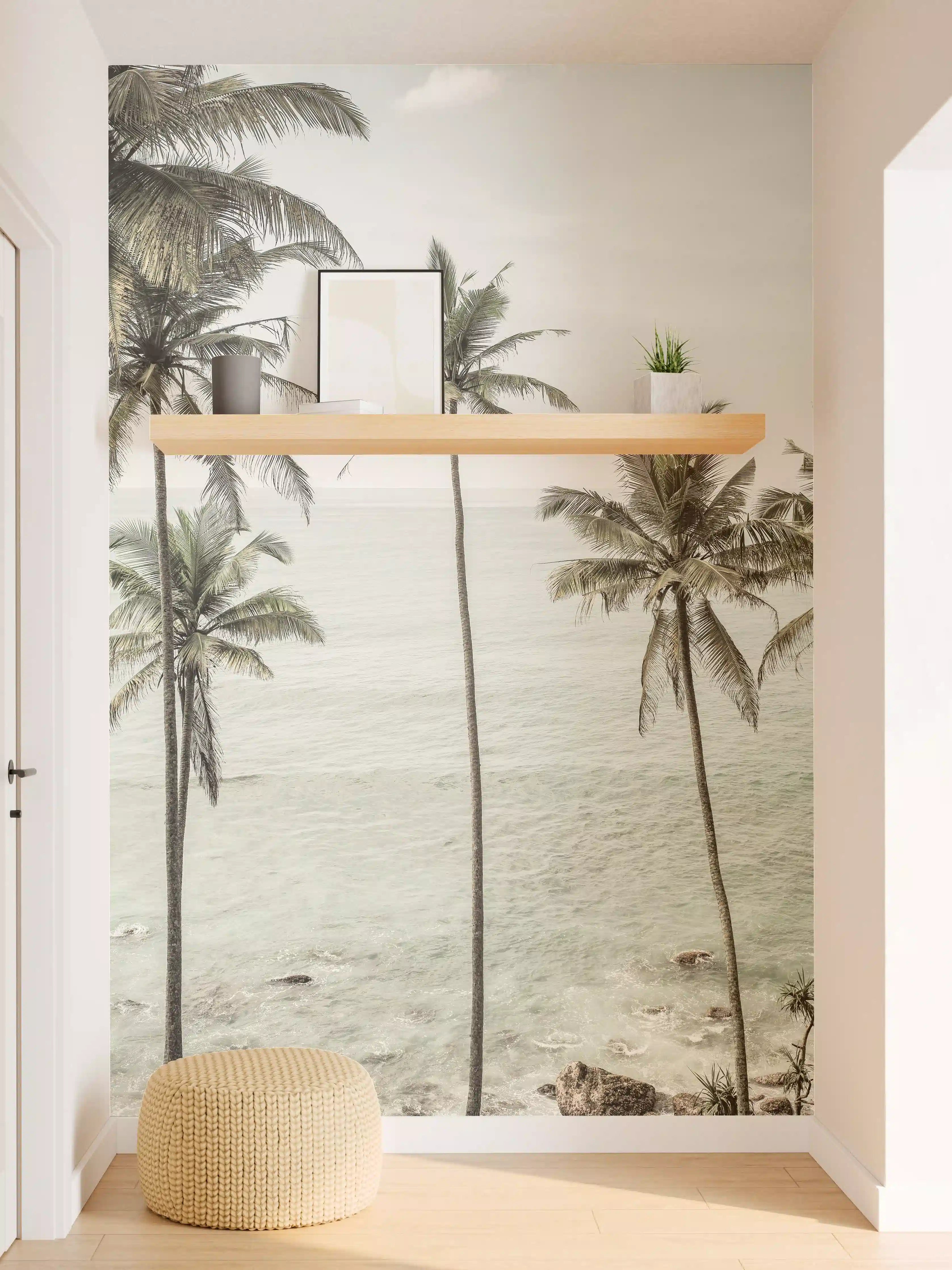 Wandverkleidung Flur - Fotografie mit Palmen am Strand
