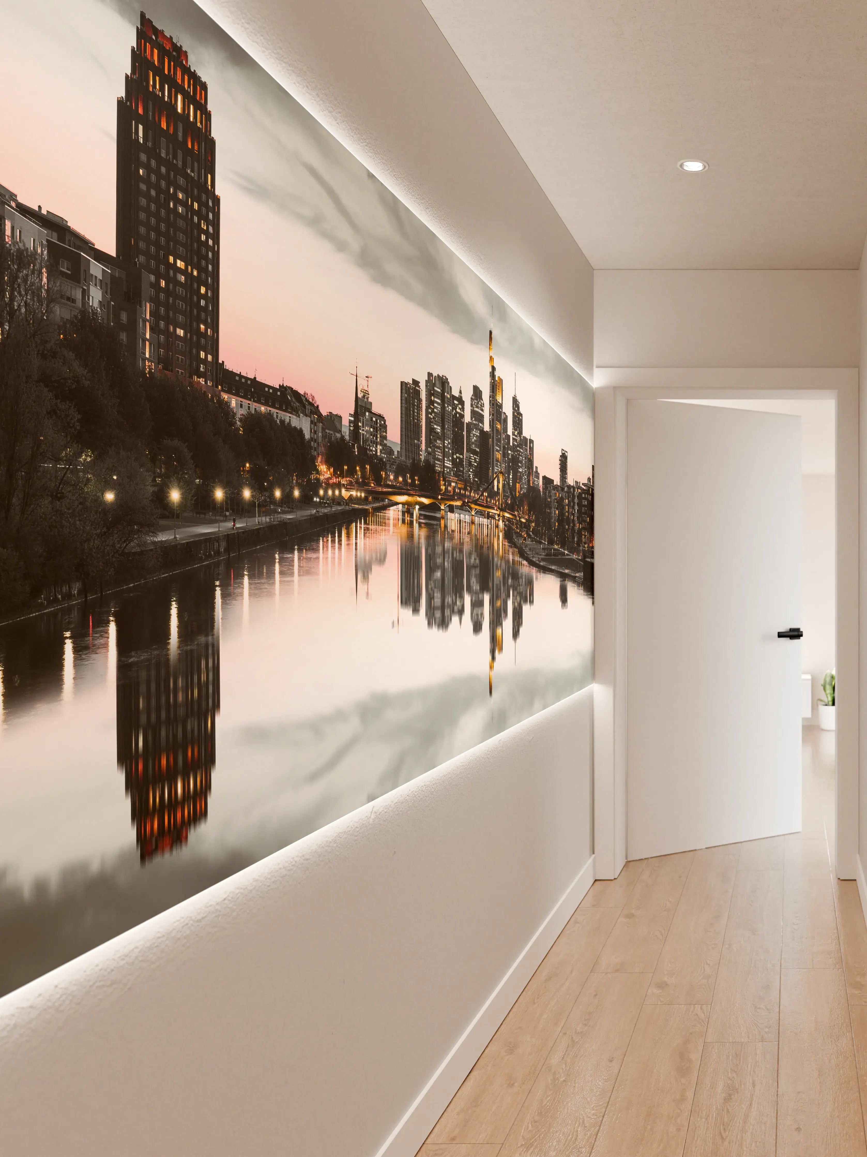 Wandverkleidung Flur - Frankfur Skyline Black & White