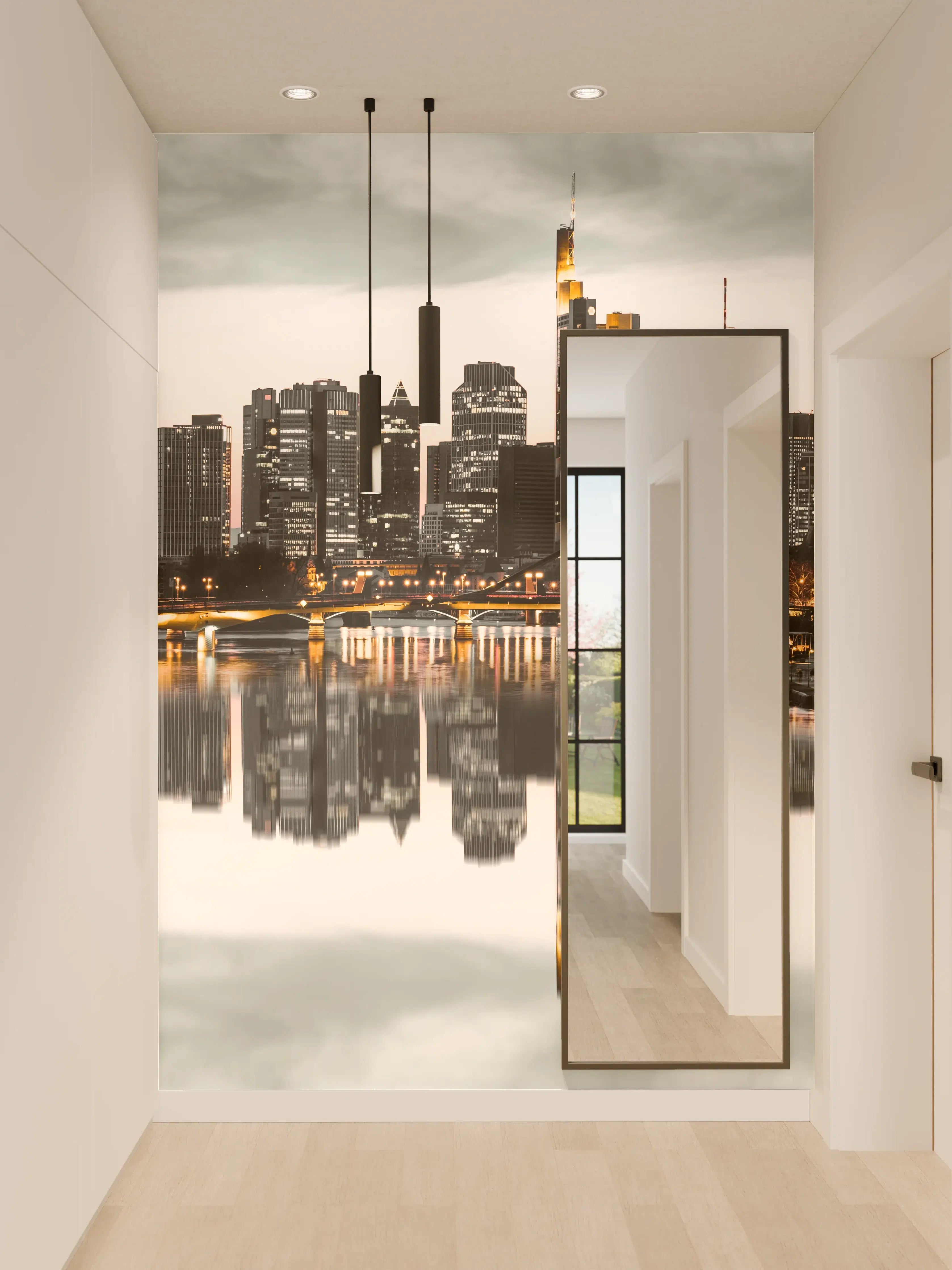 Wandverkleidung Flur - Frankfur Skyline Black & White