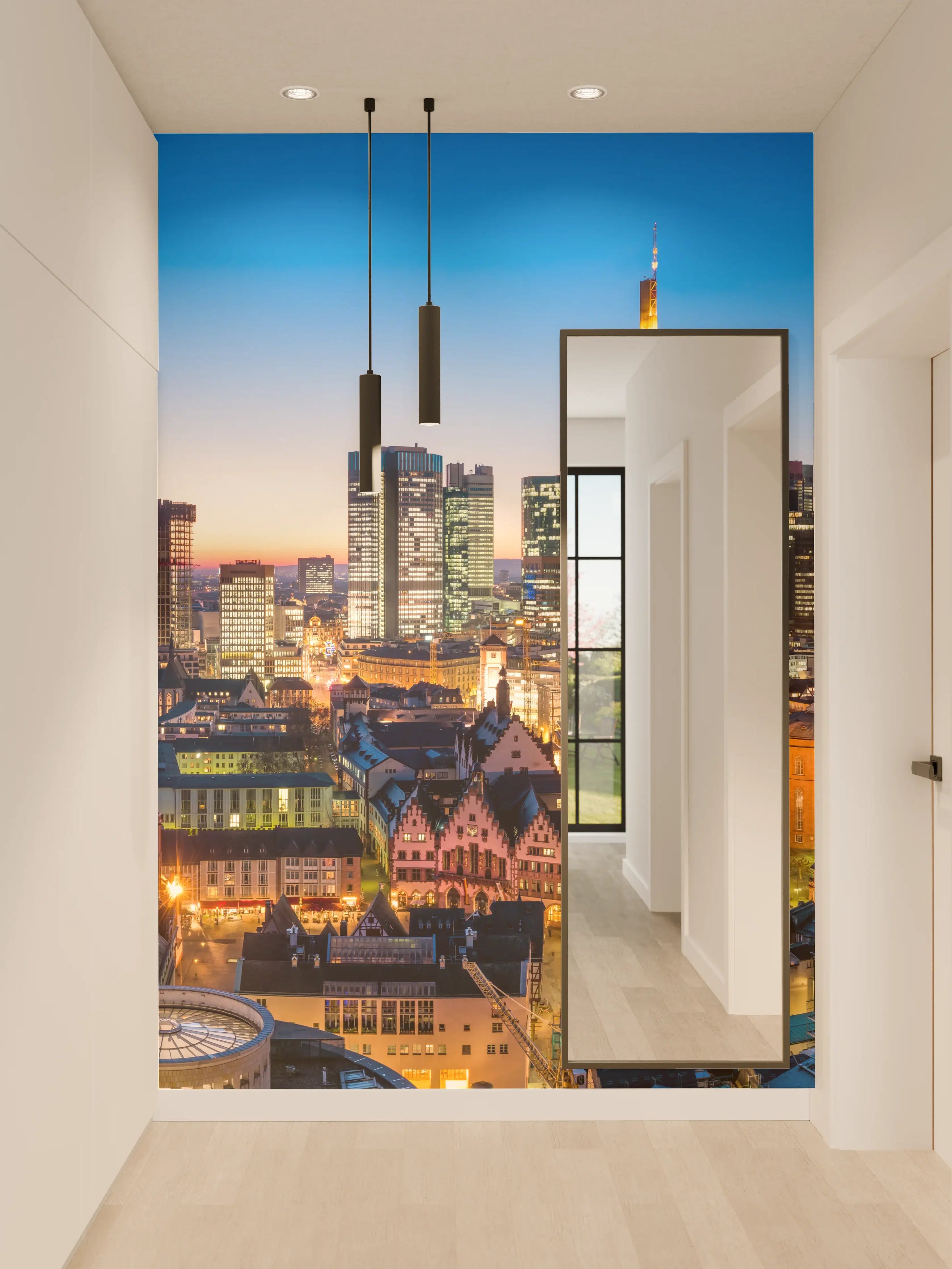 Wandverkleidung Flur - Frankfurt Skyline Dämmerung 2