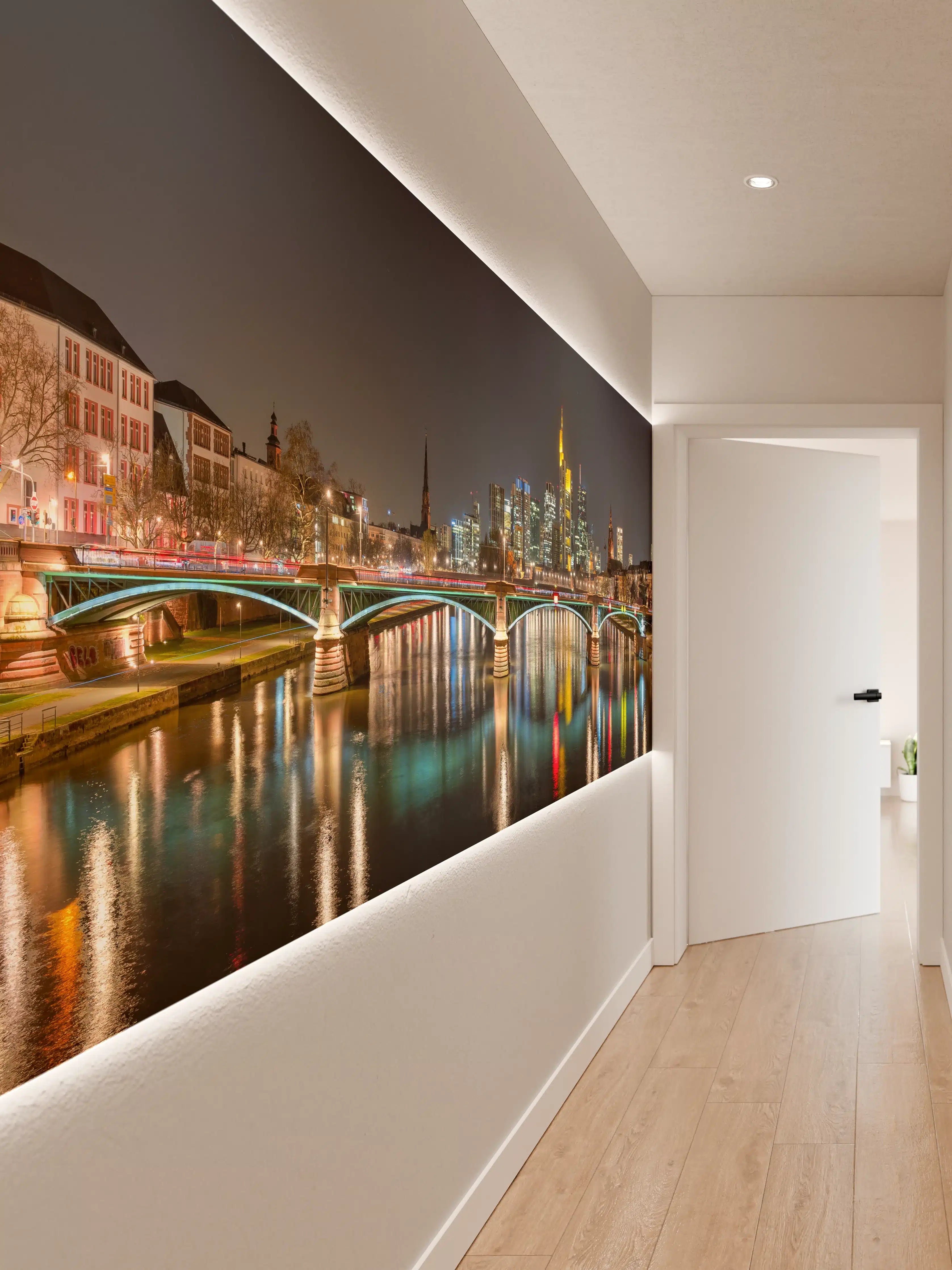 Wandverkleidung Flur - Frankfurt Skyline bei Nacht