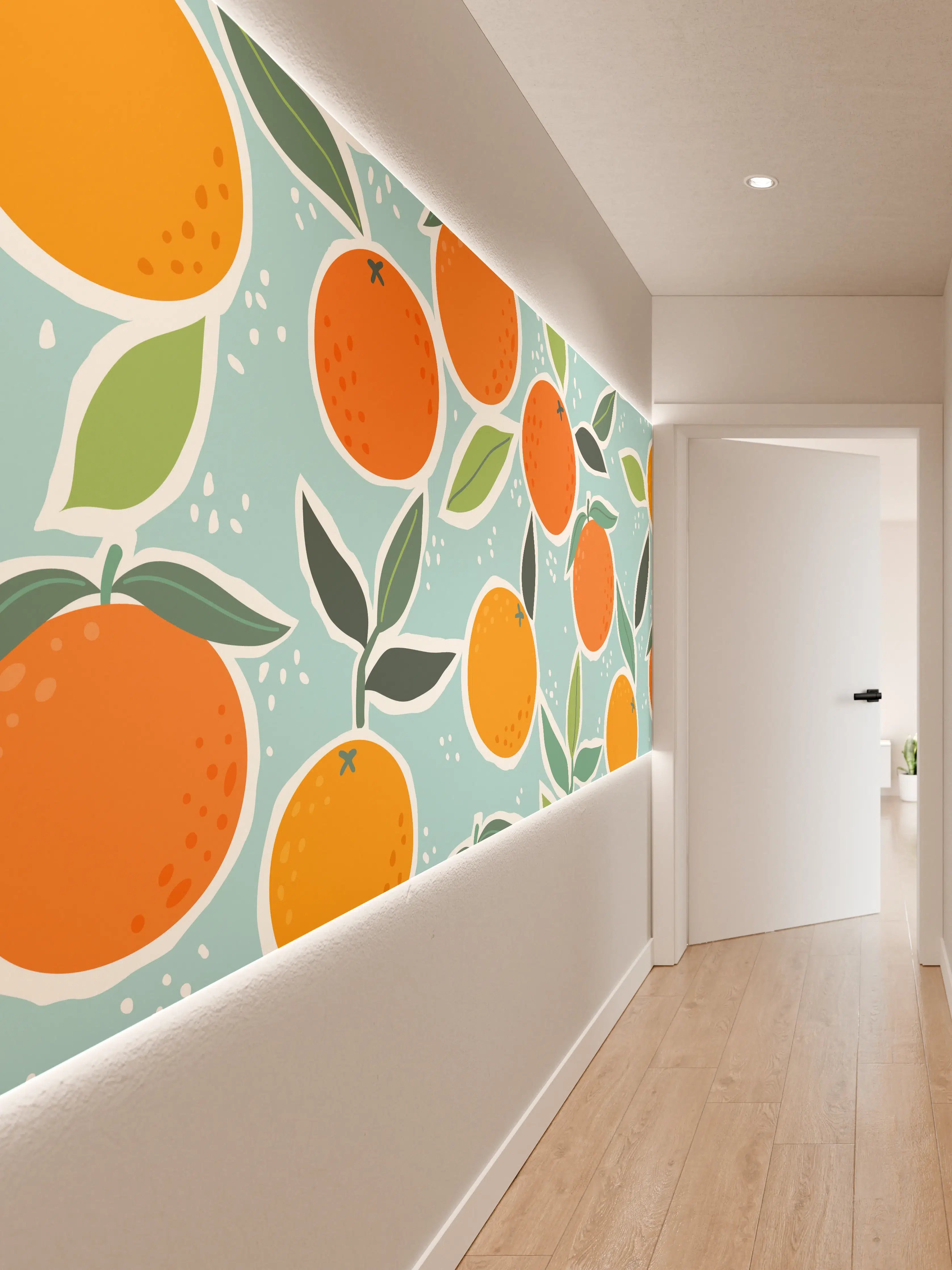 Wandverkleidung Flur - Fröhlicher Orangengarten