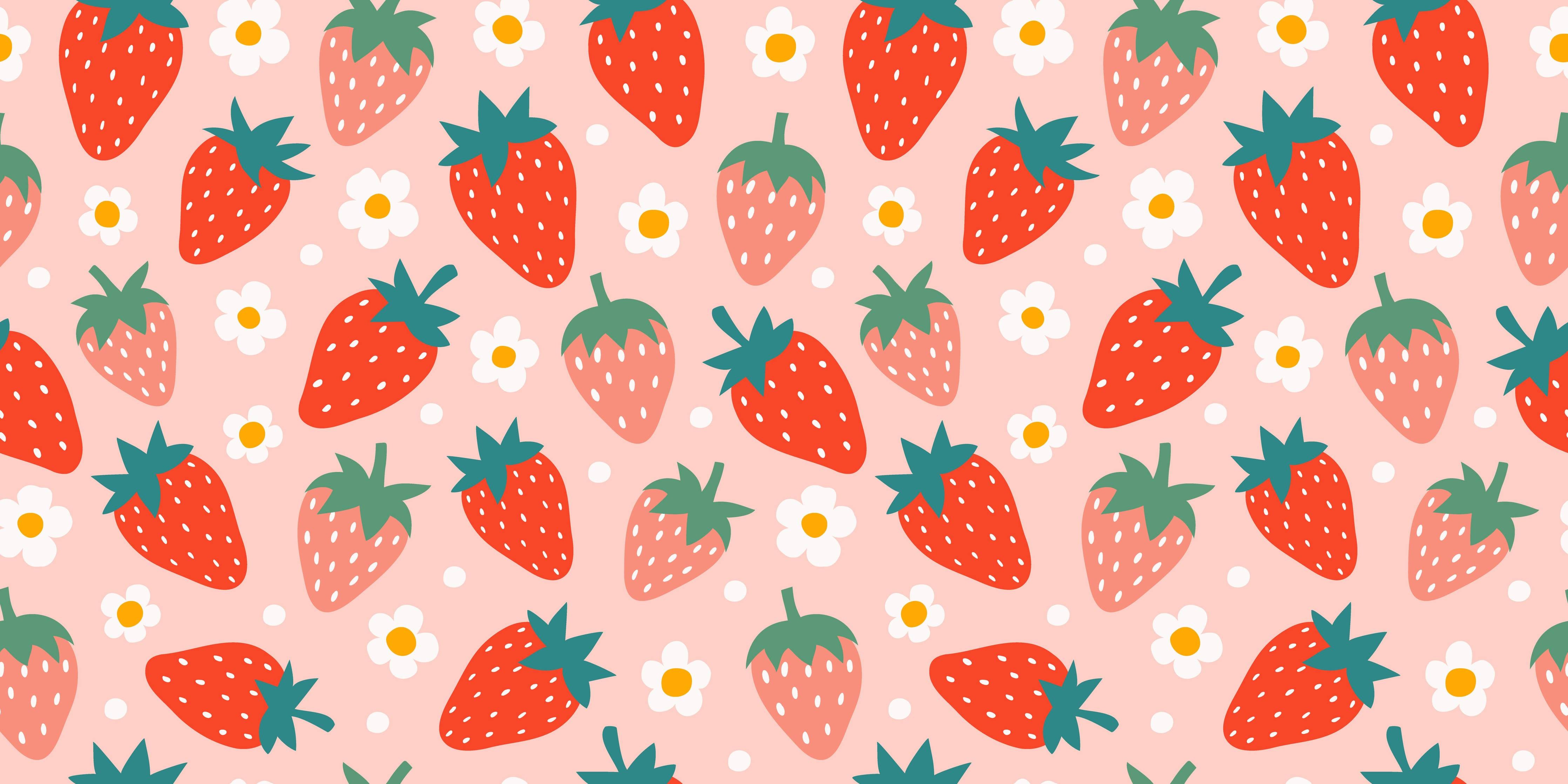 Wandverkleidung Flur-Fröhliches Erdbeer-Muster auf pinkem Hintergrund