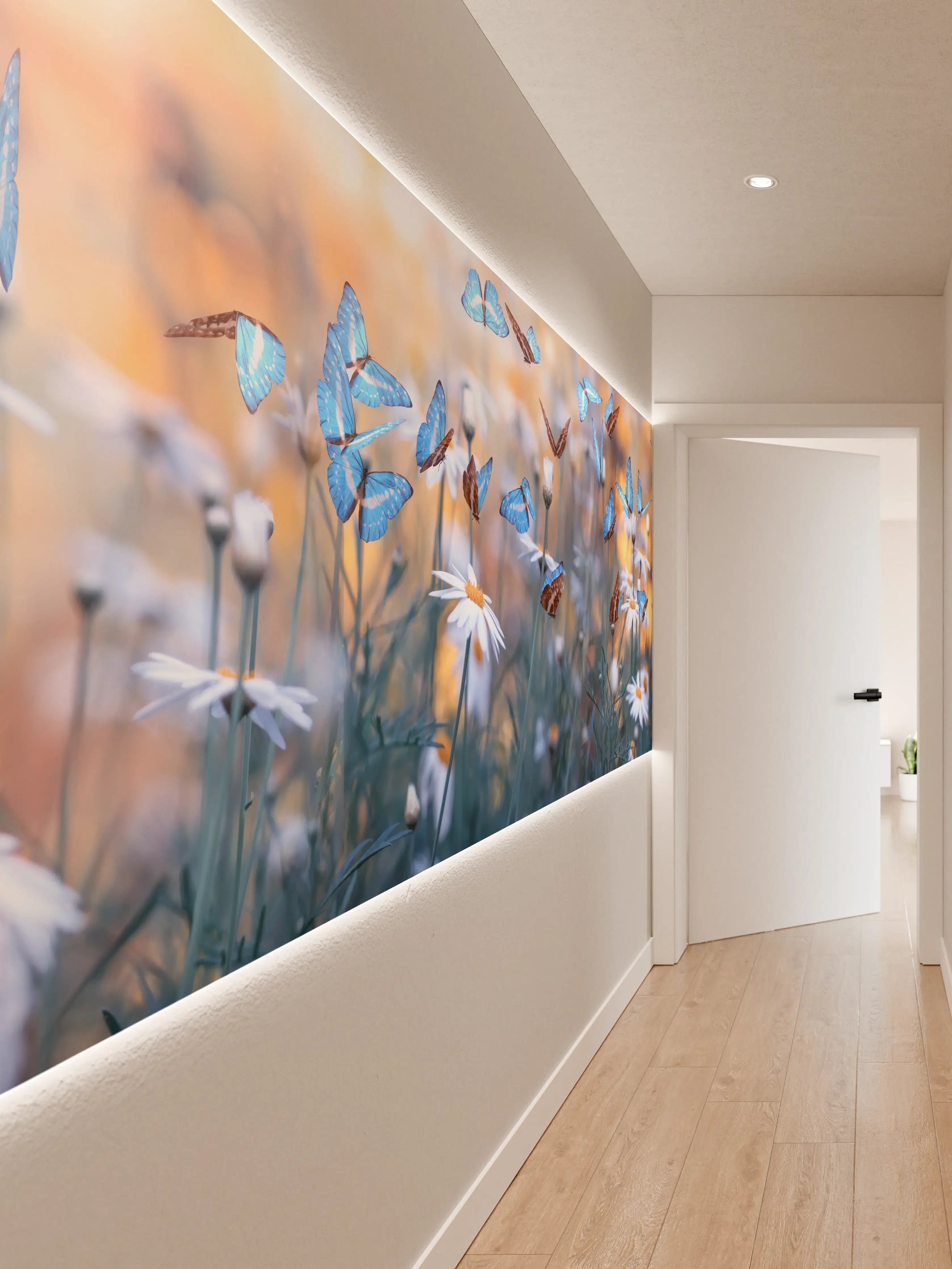 Wandverkleidung Flur - Frühling Naturlandschaft mit wilden Blumen