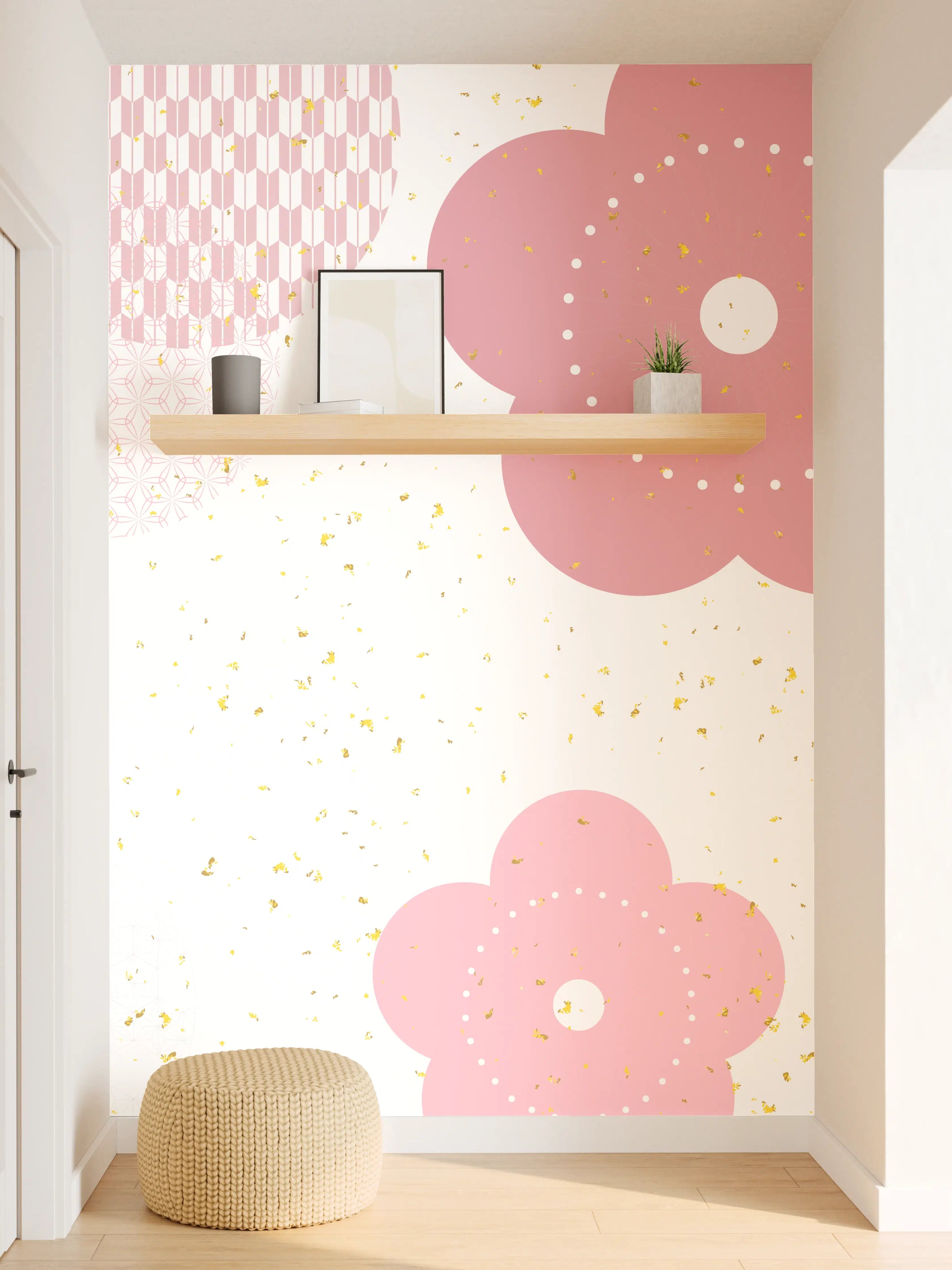 Wandverkleidung Flur - Frühlingshaftes Kirschblüten-Design