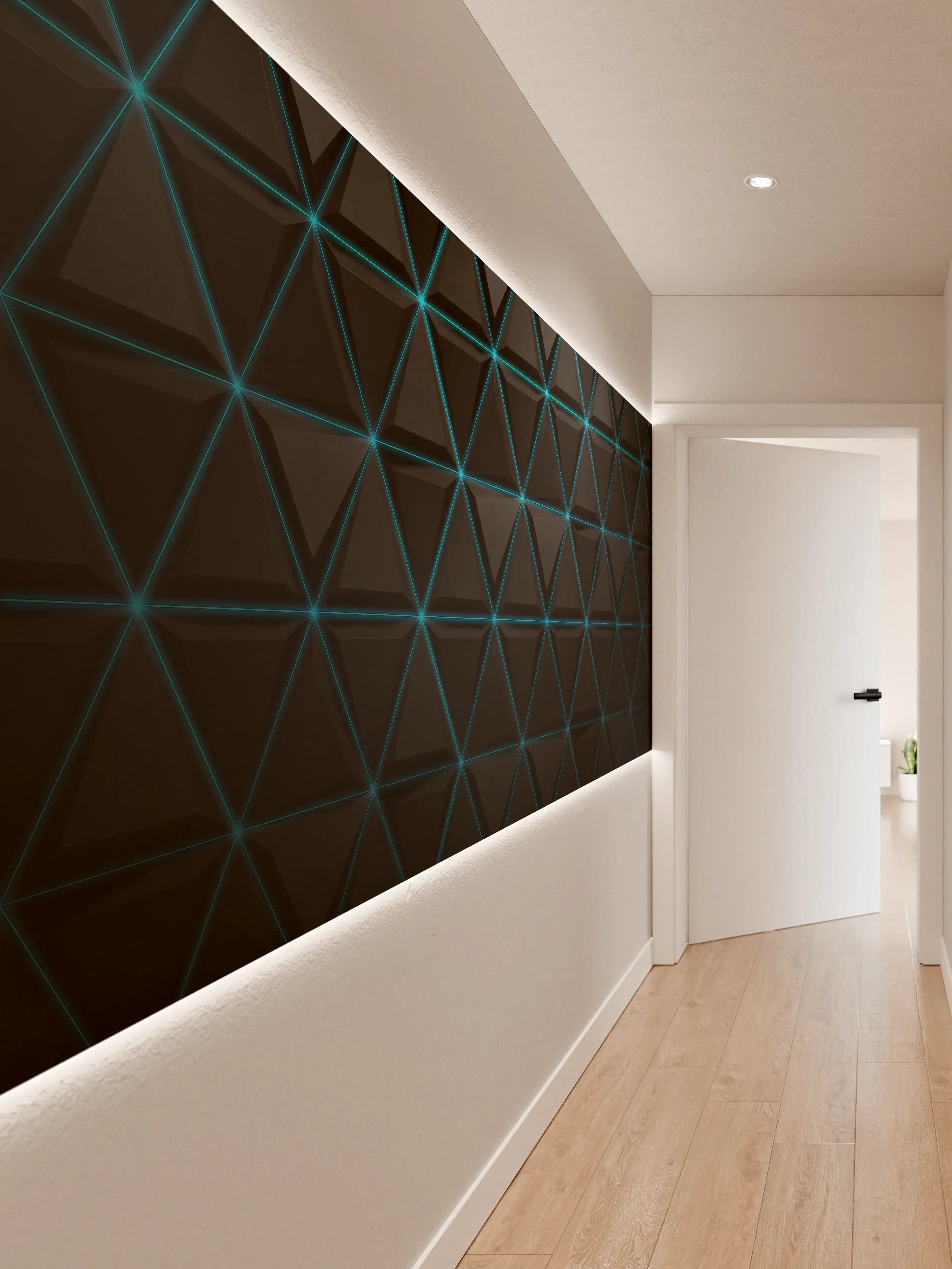 Wandverkleidung Flur - Futuristisches geometrisches Lichtmuster