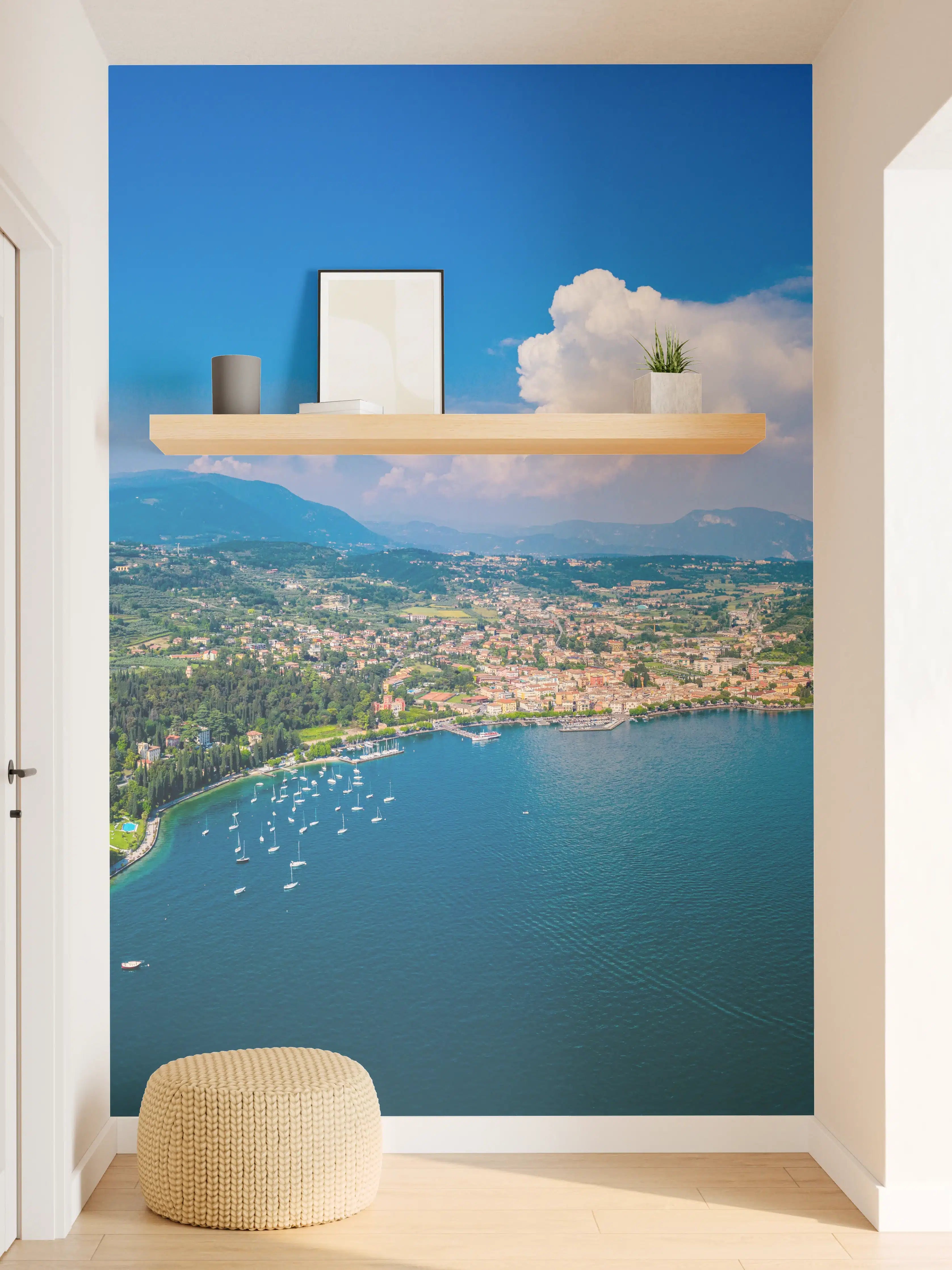 Wandverkleidung Flur - Gardasee Panorama Blau-Grün