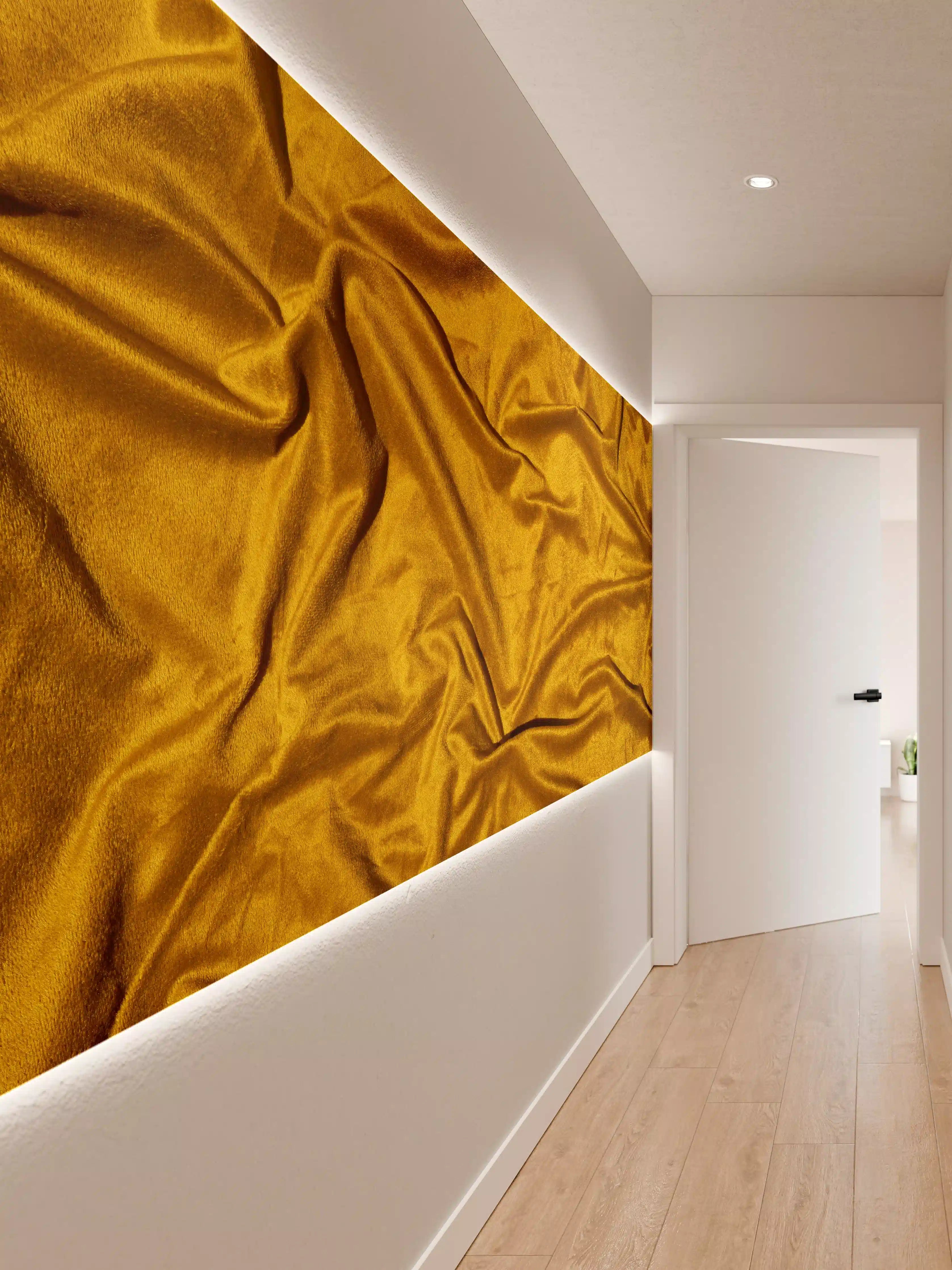 Wandverkleidung Flur - Gelbe Satin Seide