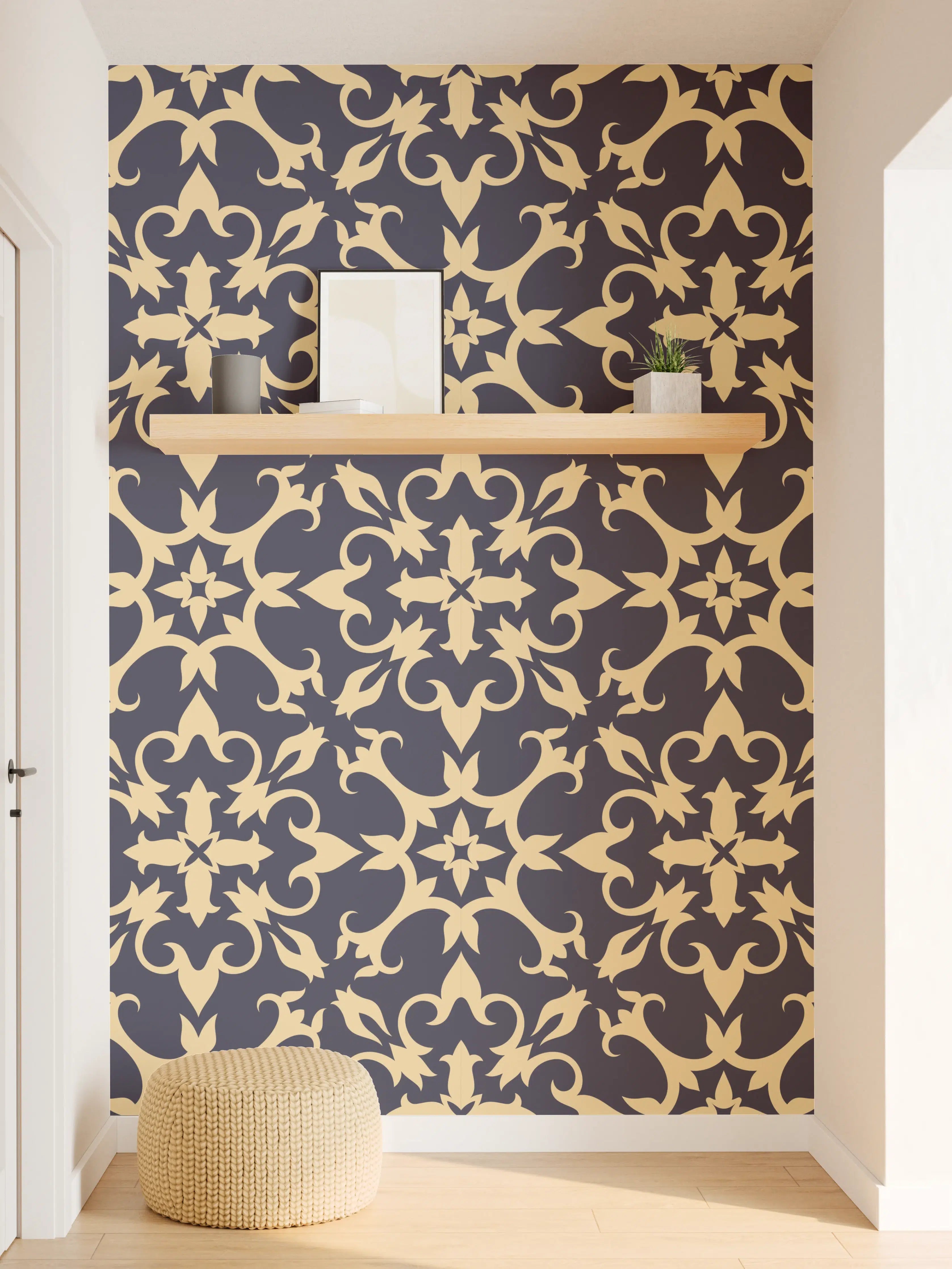 Wandverkleidung Flur - Gelbes Ornament-Muster