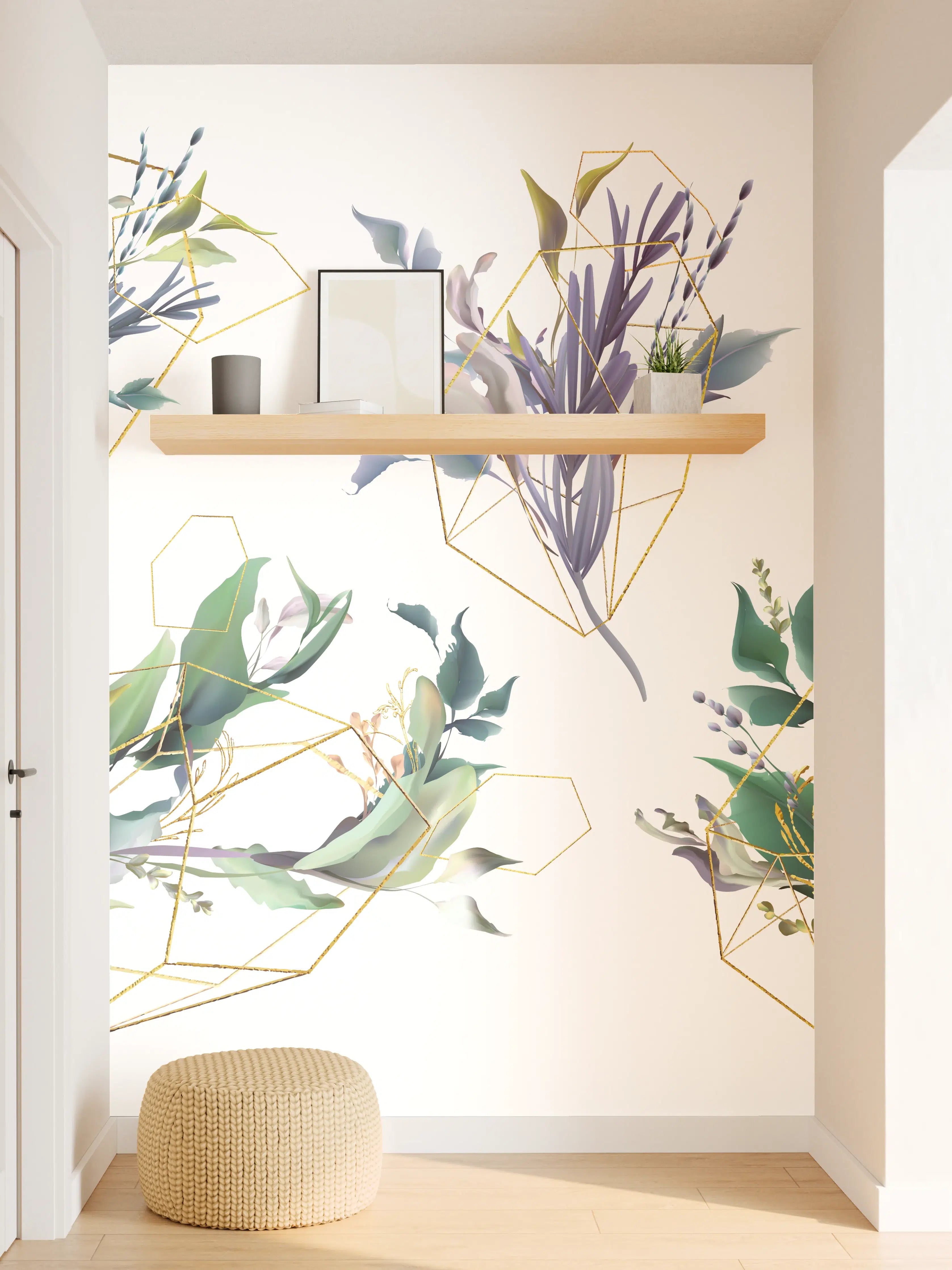 Wandverkleidung Flur - Geometrisch-Florales Kunstwerk
