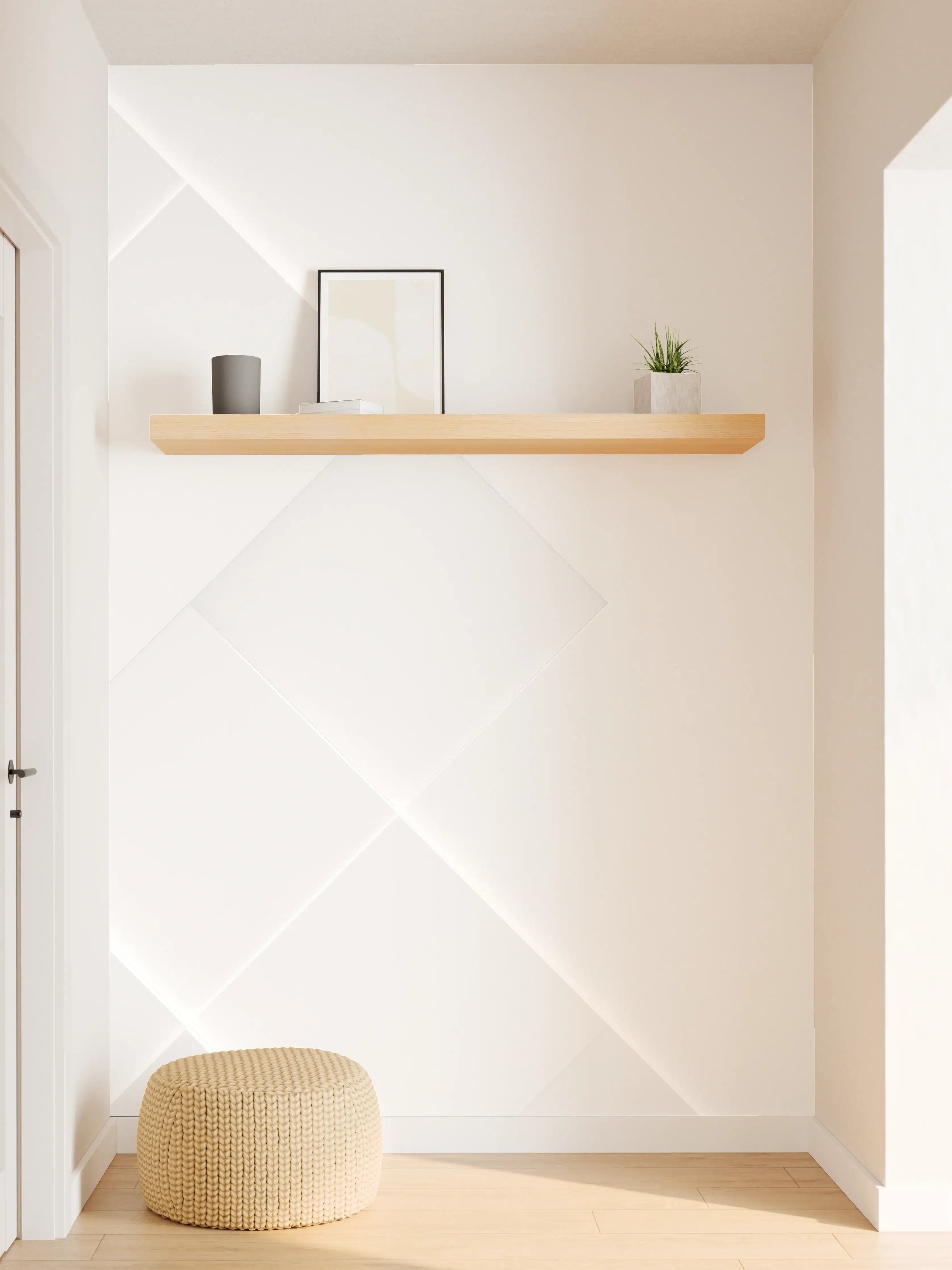 Wandverkleidung Flur - Geometrische Weiß-Grau Struktur