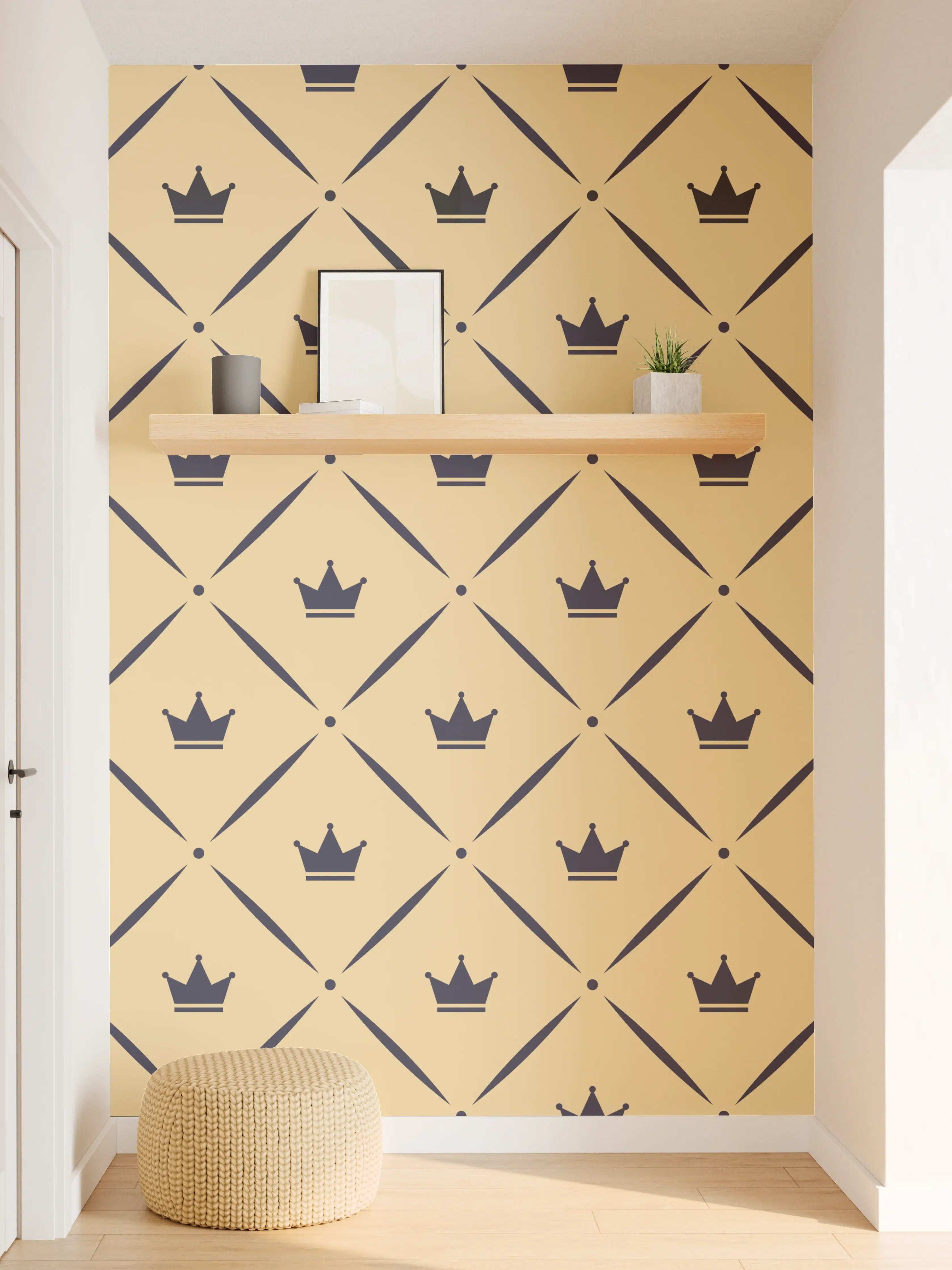 Wandverkleidung Flur - Geometrisches Beige-Braun Muster