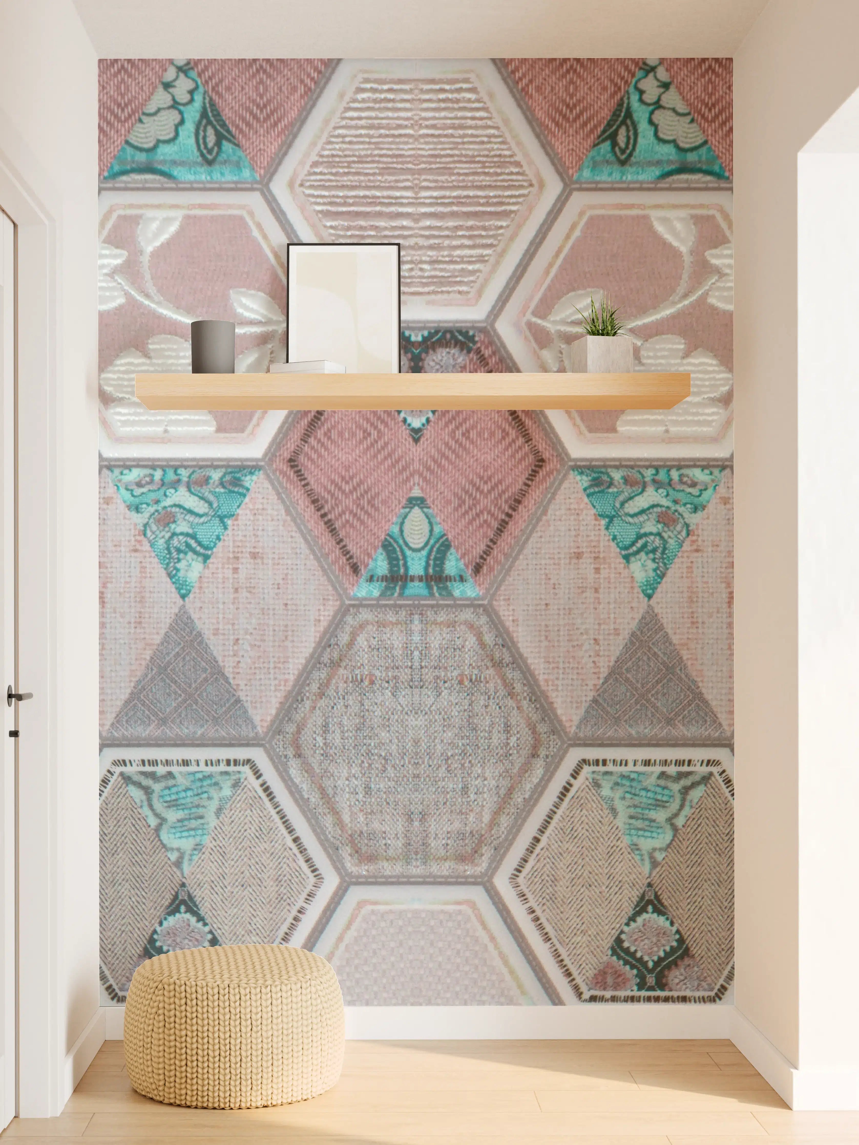 Wandverkleidung Flur - Geometrisches Muster Pastell