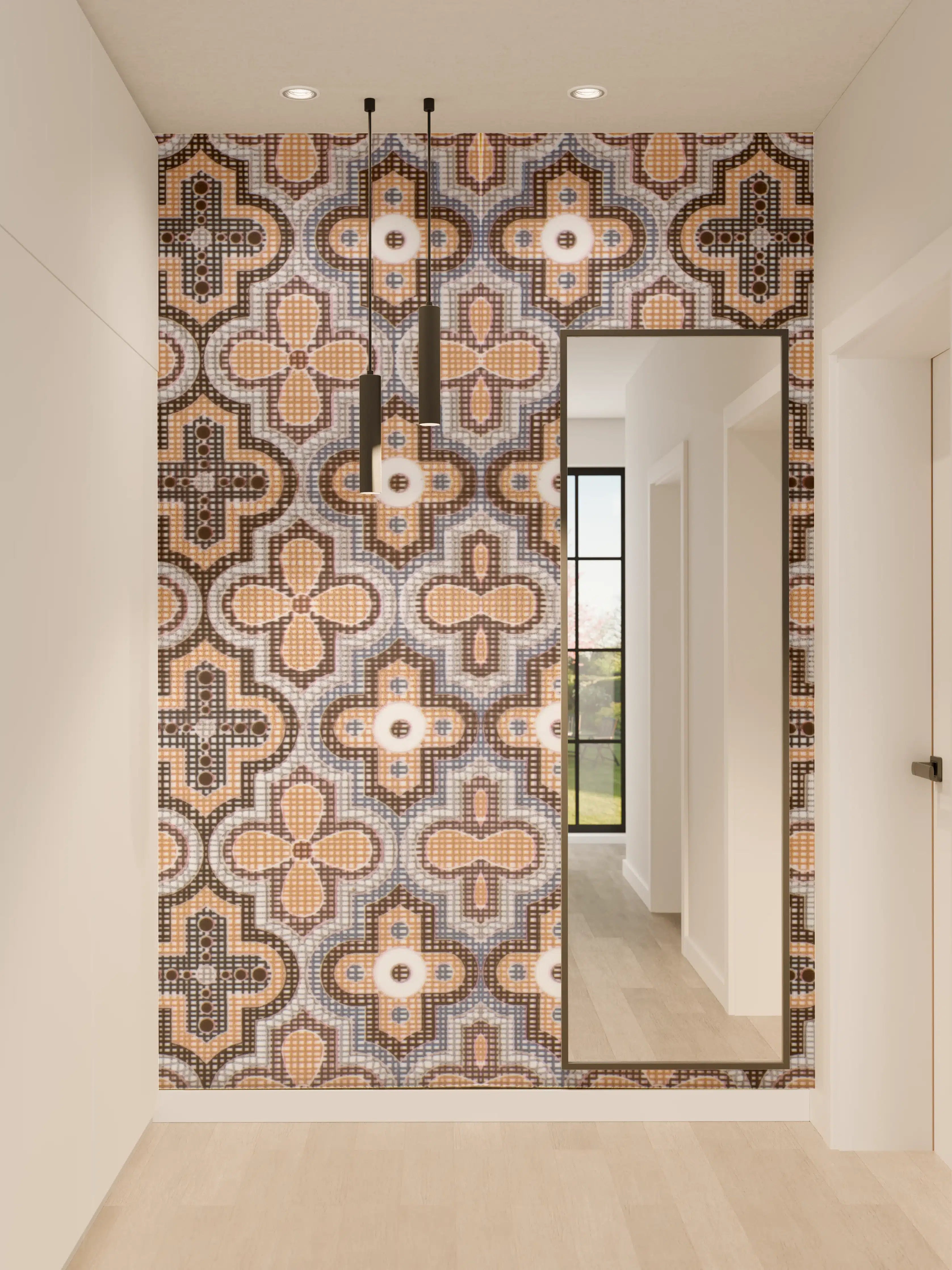 Wandverkleidung Flur - Geometrisches Retro-Muster