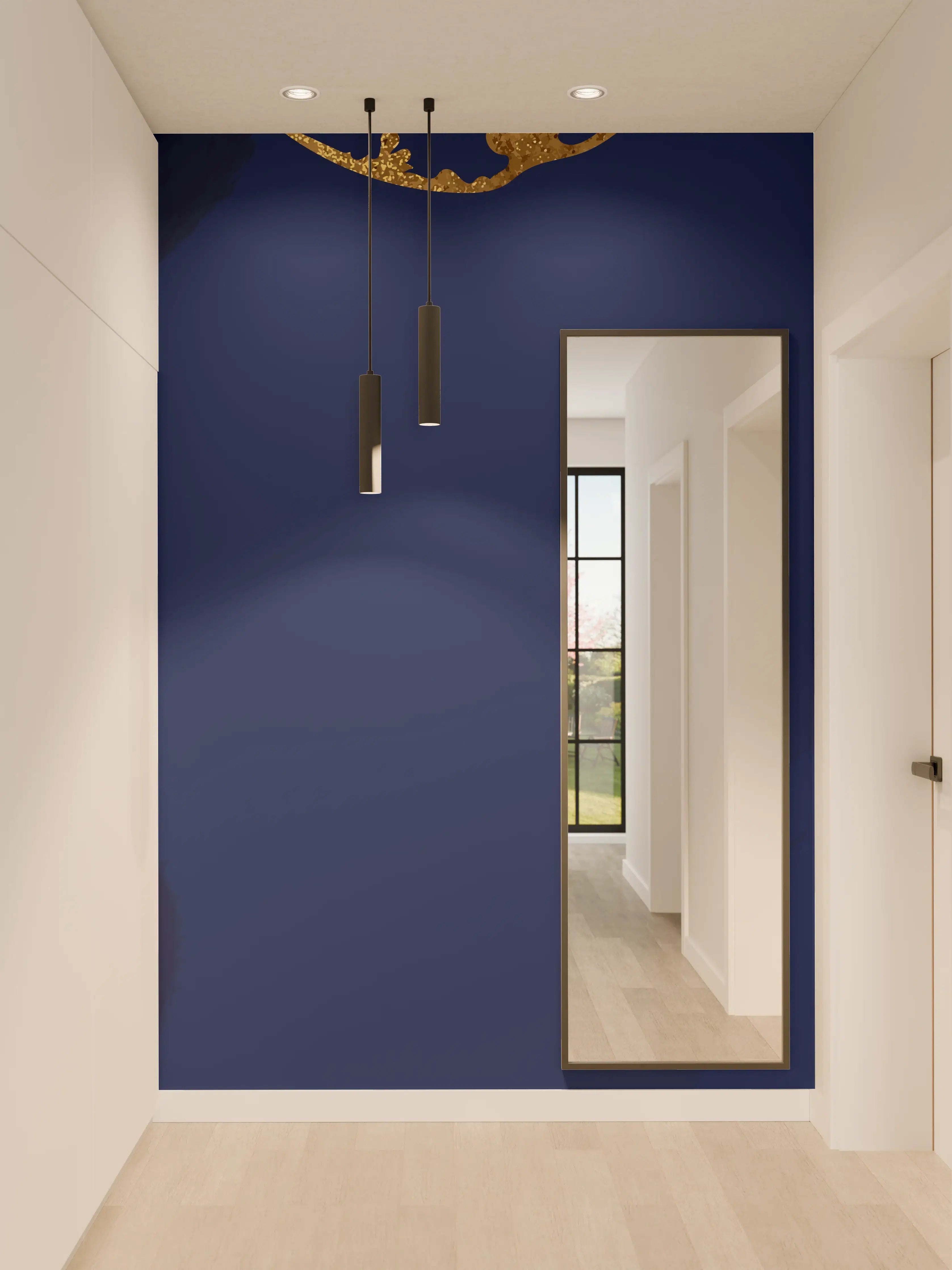 Wandverkleidung Flur - Gold-Blauer Abstrakter Entwurf