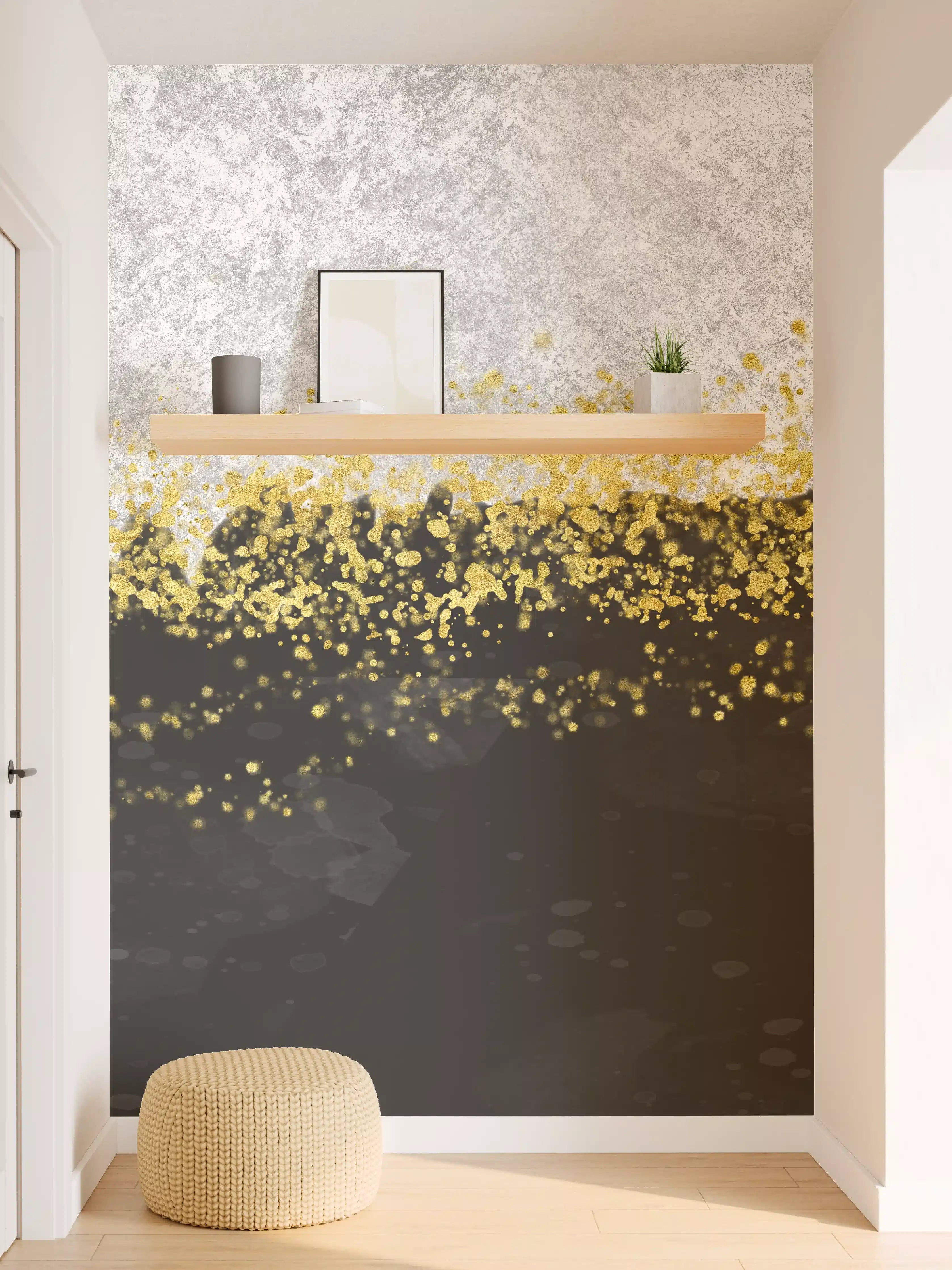 Wandverkleidung Flur - Gold-Schwarz-Weiß Resin Geode