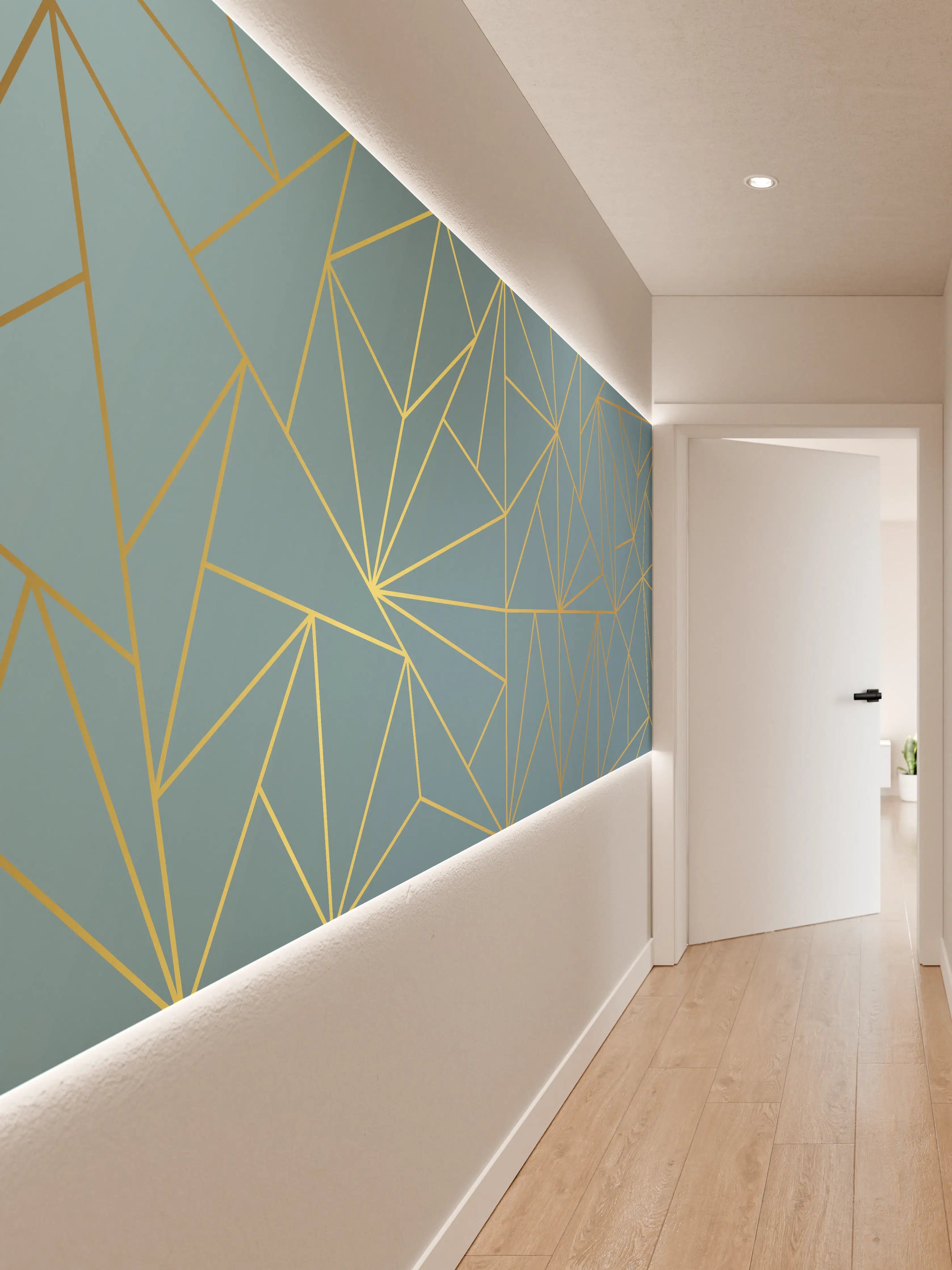 Wandverkleidung Flur - GoldLine Geometrische Kunst